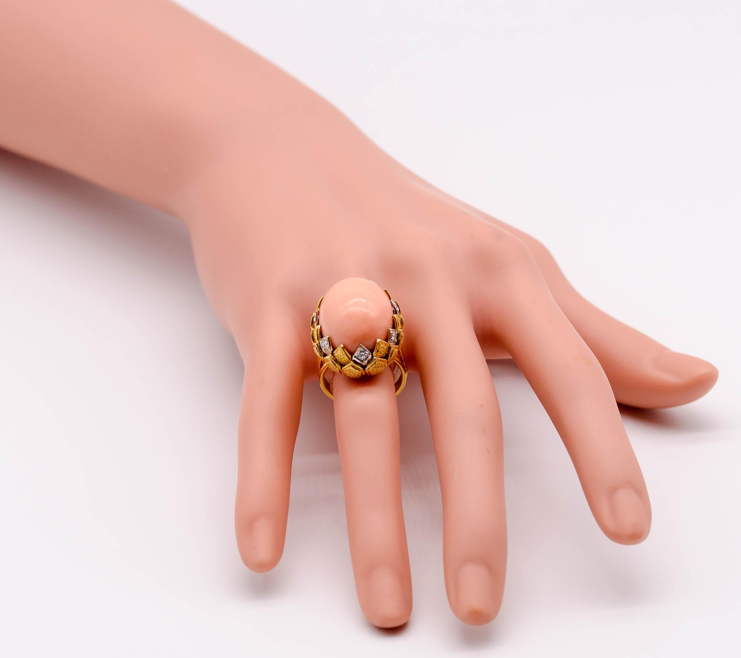 18 K Gold Diamond Angelskin Coral Ring 2