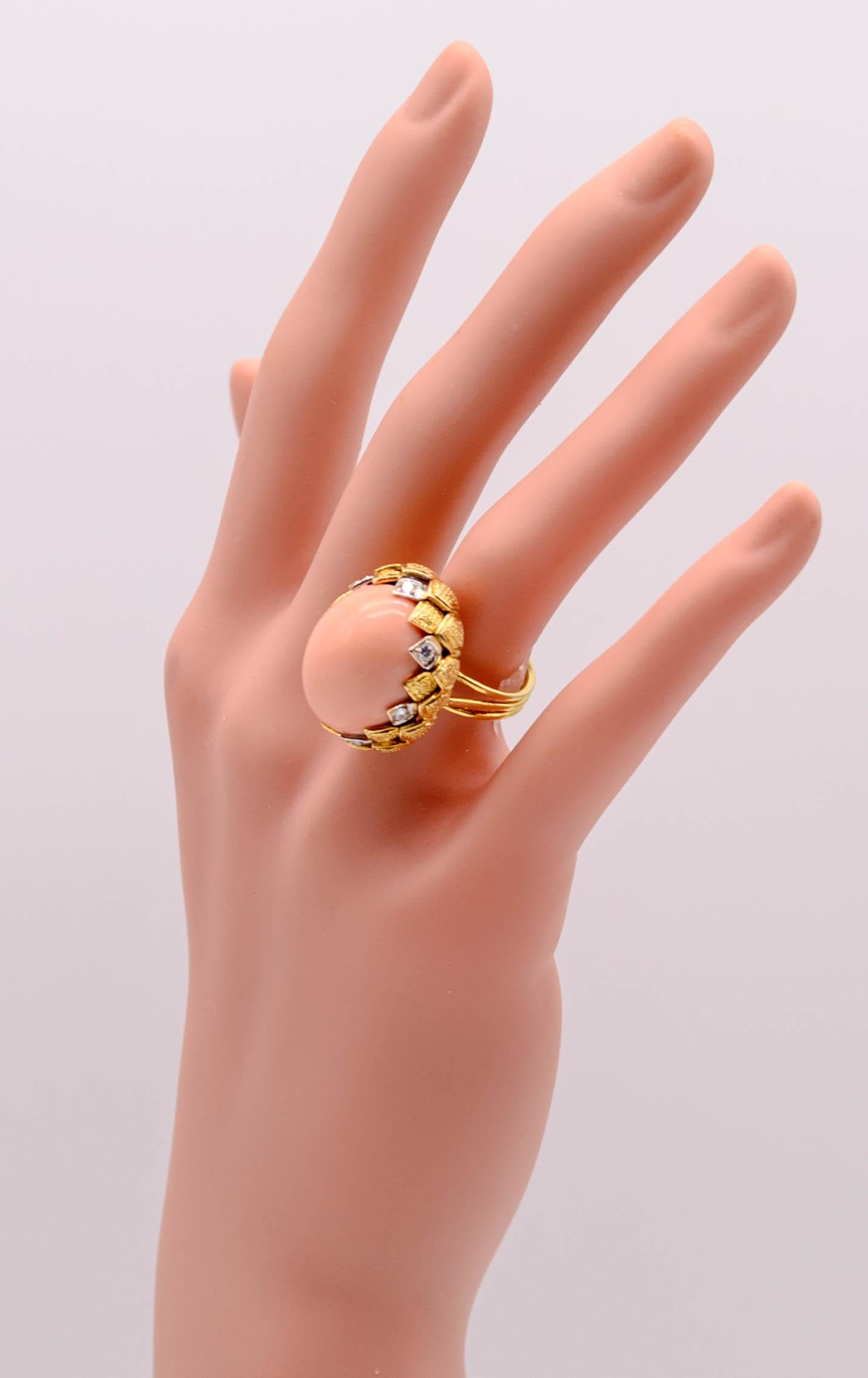 18 K Gold Diamond Angelskin Coral Ring 3