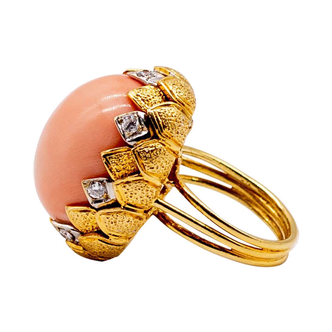 18 K Gold Diamond Angelskin Coral Ring