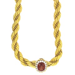 18 Karat Gold Diamond Spessartite Garnet Necklace