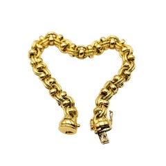 18 K Gold Italian Round Barrel Link Bracelet