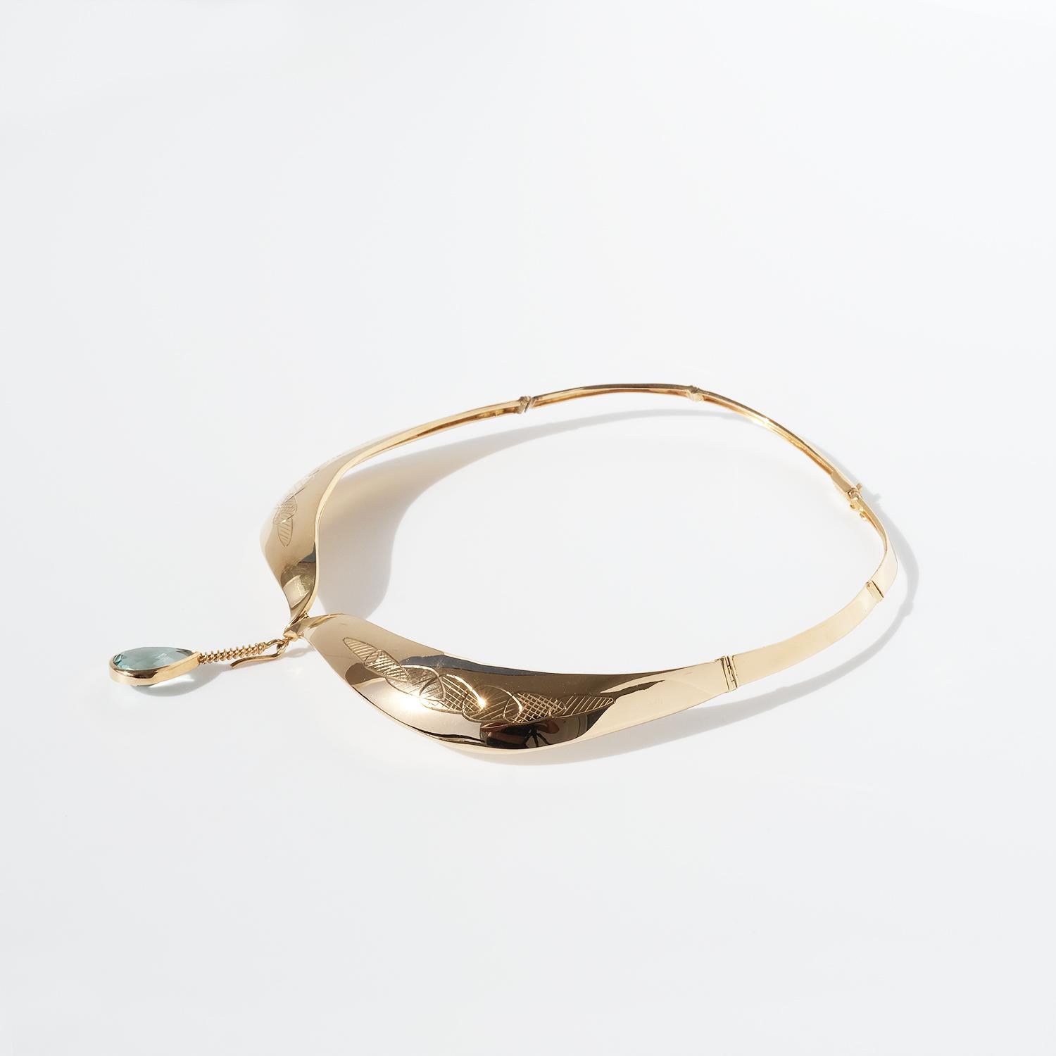 Pear Cut 18 K Gold Necklace Made in Sweden, 1956