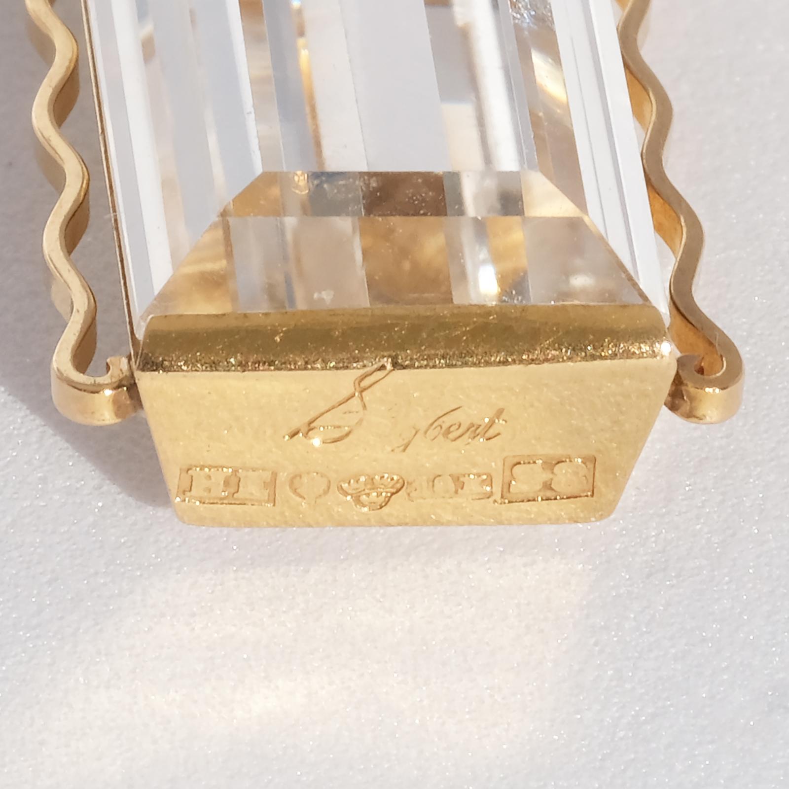 18 K Gold Pendant with Rock Crystal, Made 1944 in Stockholm, Sweden For Sale 2