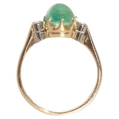 Vintage 18 K Gold Ring with an Emerald, Made 1957 in Sweden