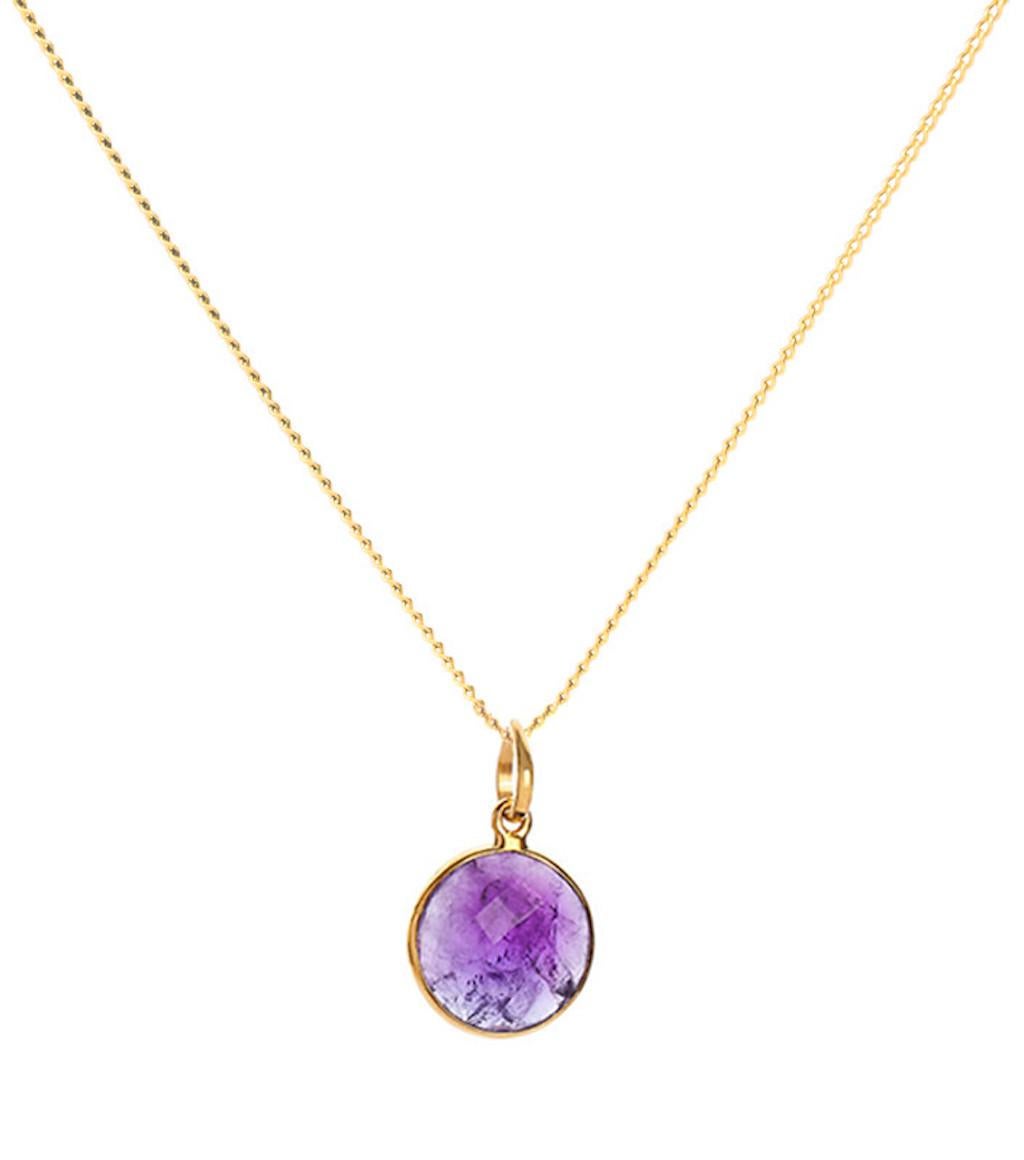 18K Gold  Amethyst Crown Chakra Pendant Necklace, Elizabeth Raine In New Condition For Sale In London, GB