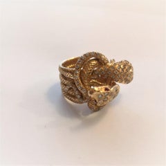 18 K Gold Snake Ring Old Mine Diamond 1.50 Carat Ruby Cabochion Cocktail Ring