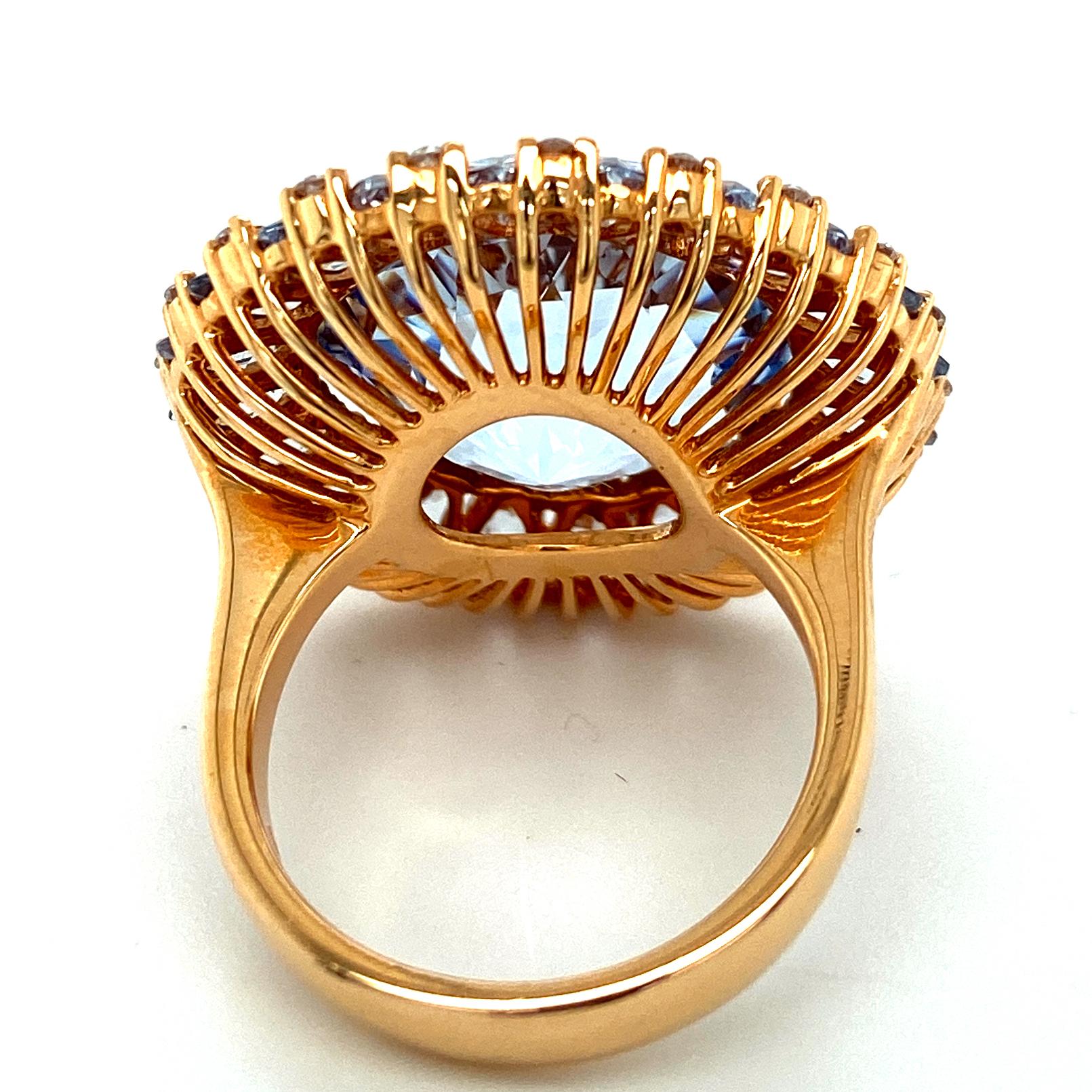 18kt Pink Gold Ring with 23.70ct Topaz & 0.20ct Diamonds Cocktail Ring For Sale 6