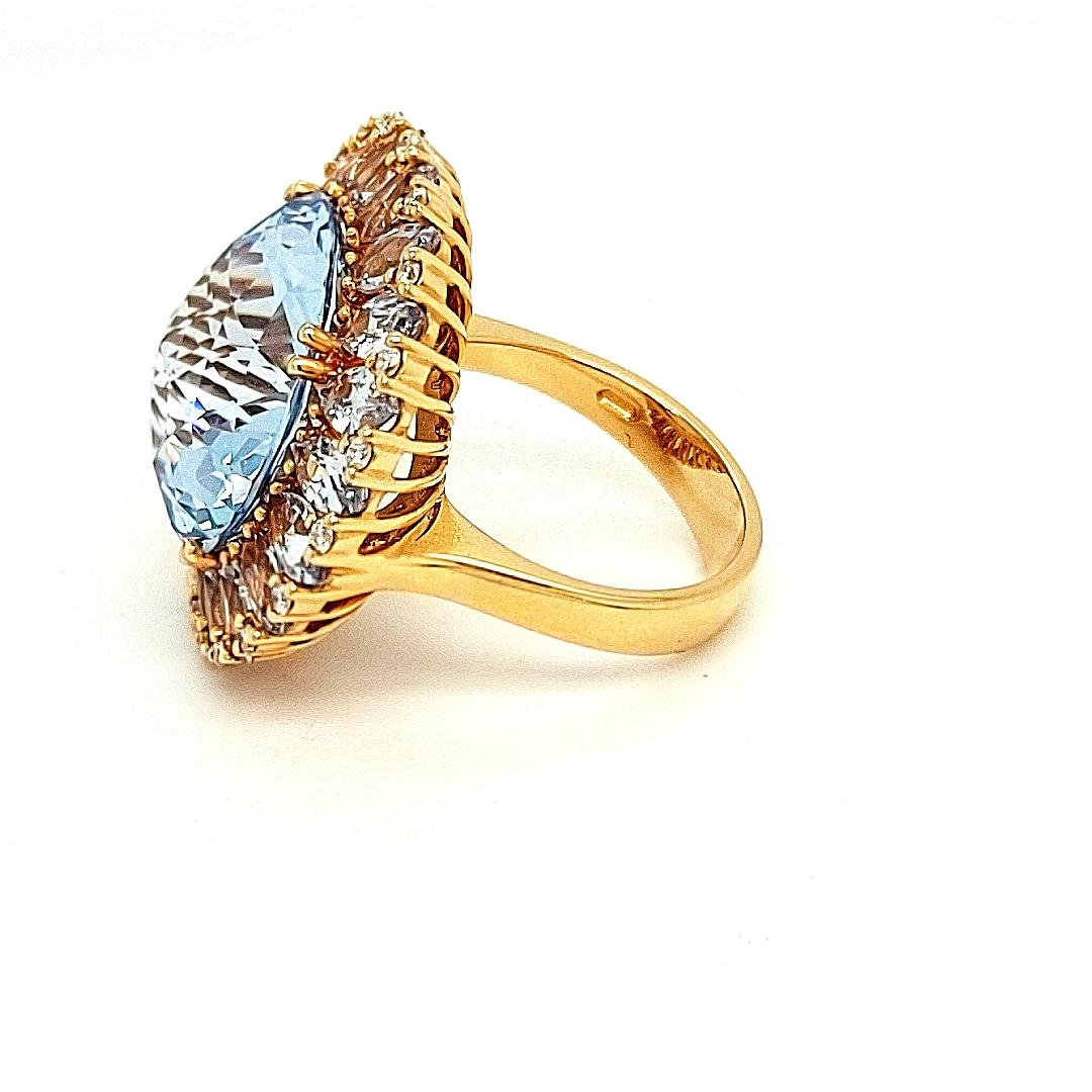 18kt Pink Gold Ring with 23.70ct Topaz & 0.20ct Diamonds Cocktail Ring For Sale 11