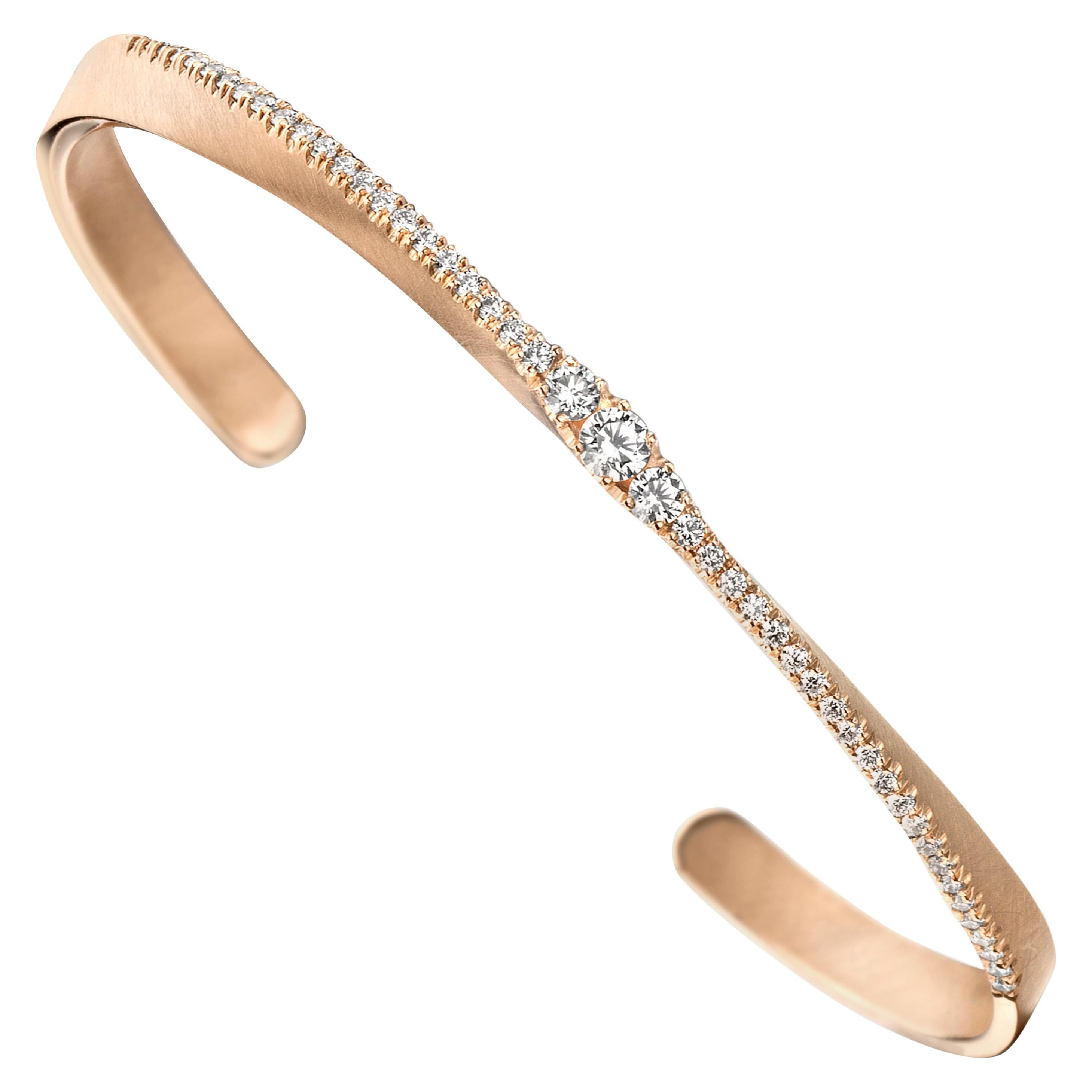 18 Karat Rose Gold 0.73 Carat Diamond Arm Cuff