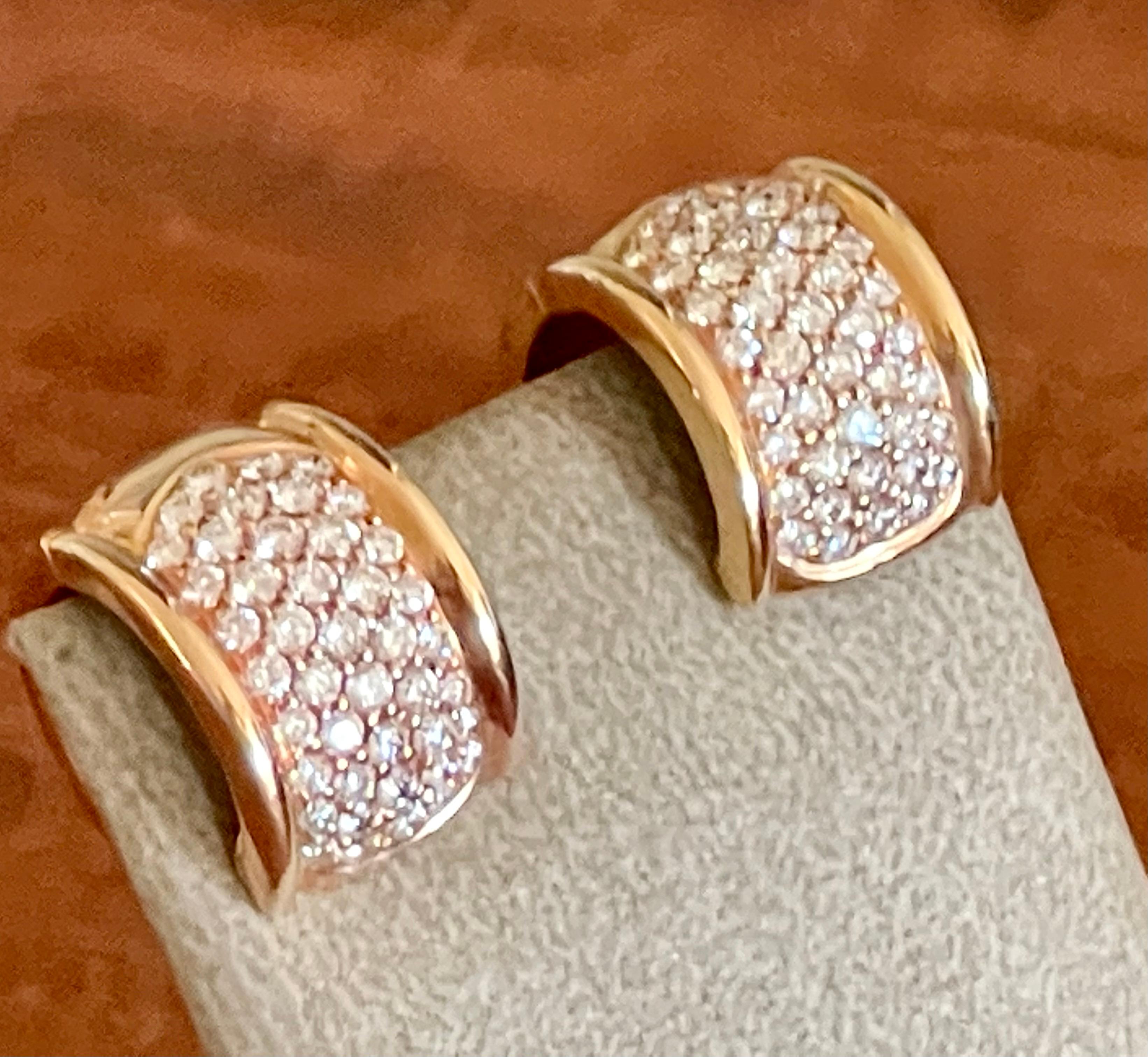 18 K Rose Gold 5 Rows of Diamonds Hoop Earrings For Sale 8