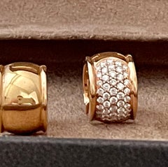 18 K Rose Gold 5 Rows of Diamonds Hoop Earrings