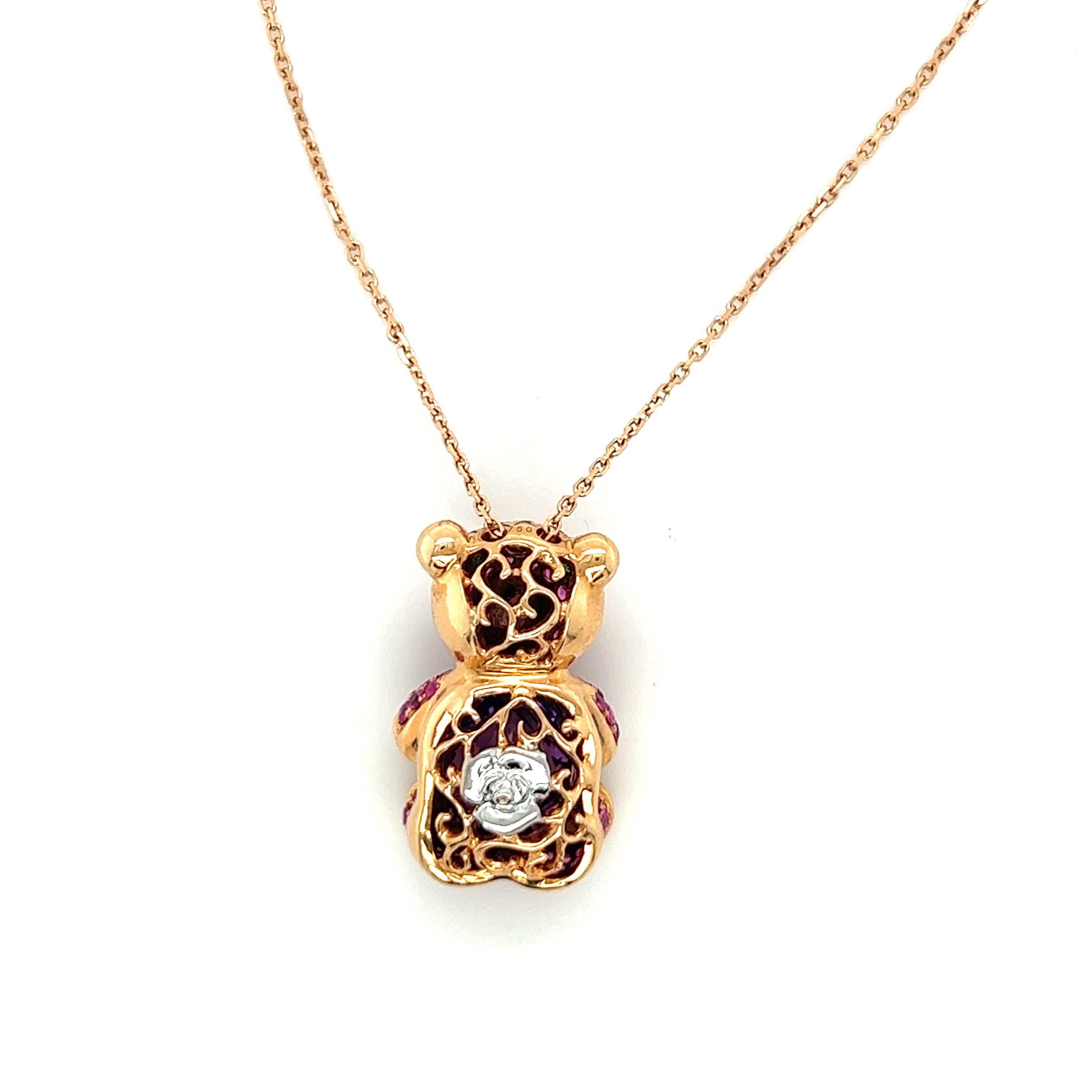 avon teddy bear necklace