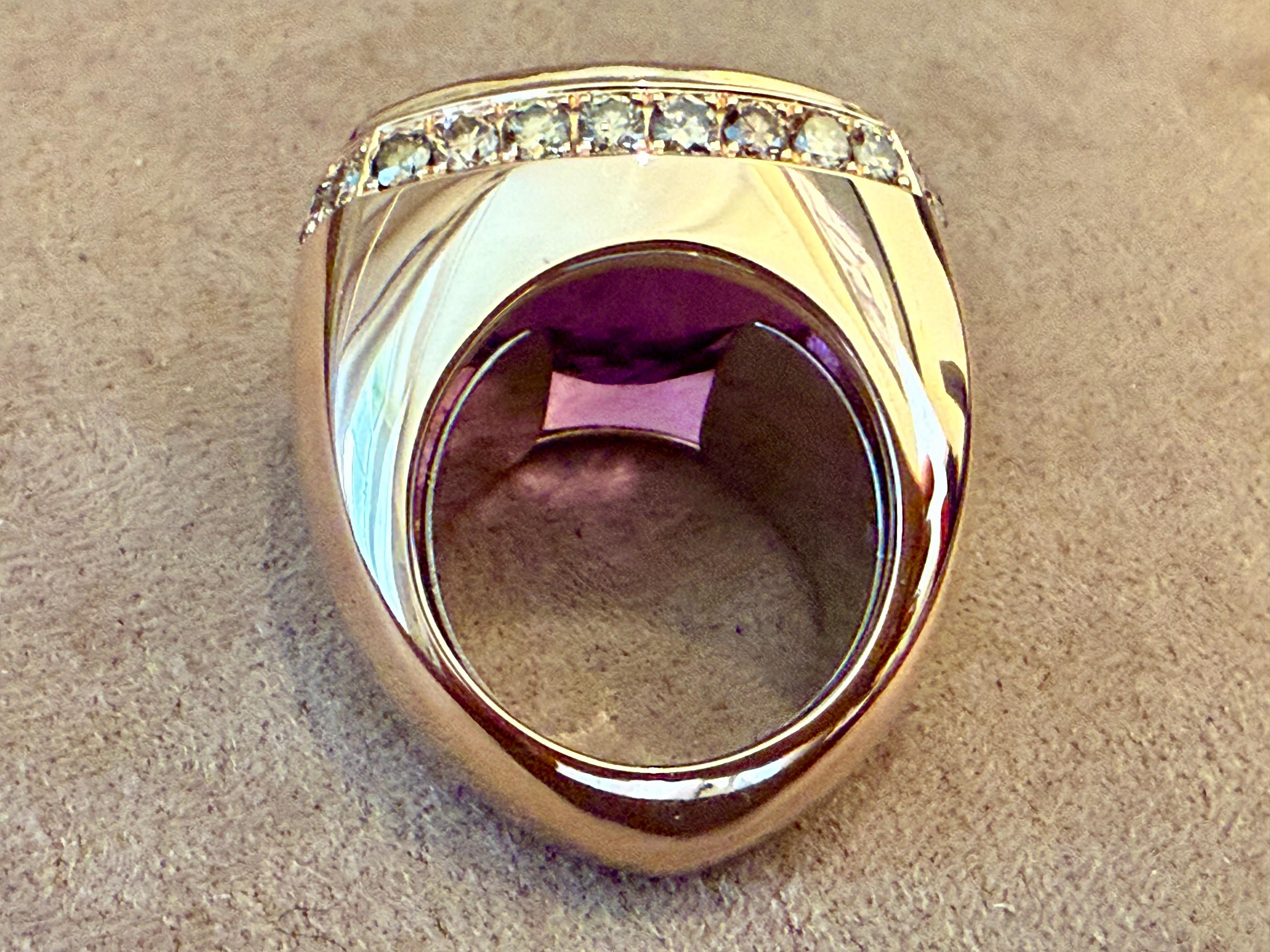 Anillo de oro rosa de 18 K con amatista y diamante champán en Bueno estado para la venta en Zurich, Zollstrasse
