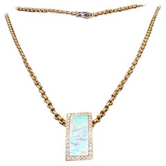 18 K rose Gold Anchor chain with Diamond Mother of Pearl Pendant Gübelin Lucerne
