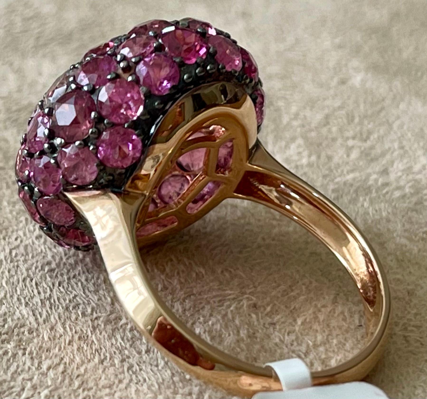 18 K Rose Gold Bombe Coktail Ring Pink Purple Torumaline In New Condition For Sale In Zurich, Zollstrasse