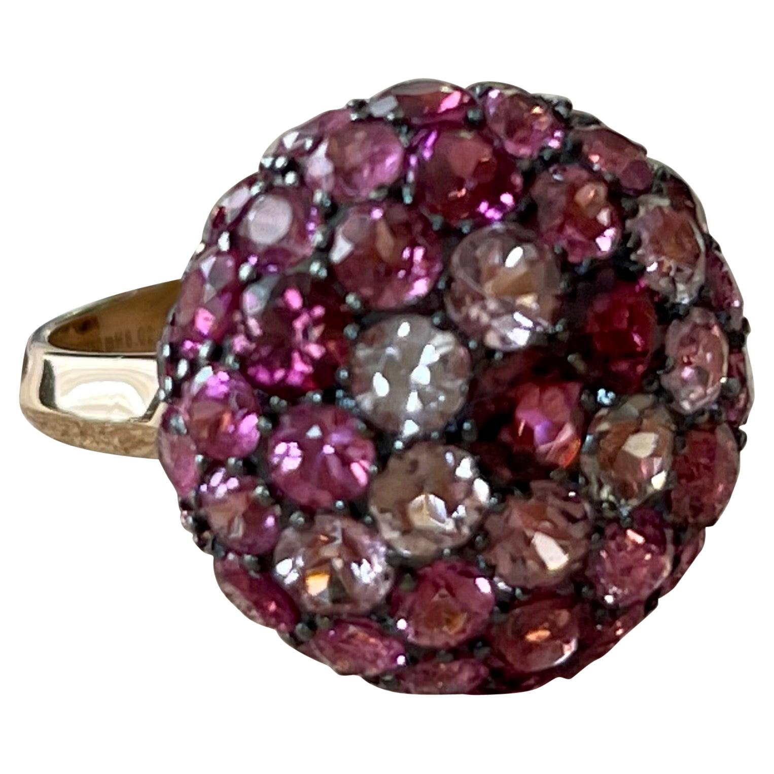 18 K Rose Gold Bombe Coktail Ring Pink Purple Torumaline For Sale
