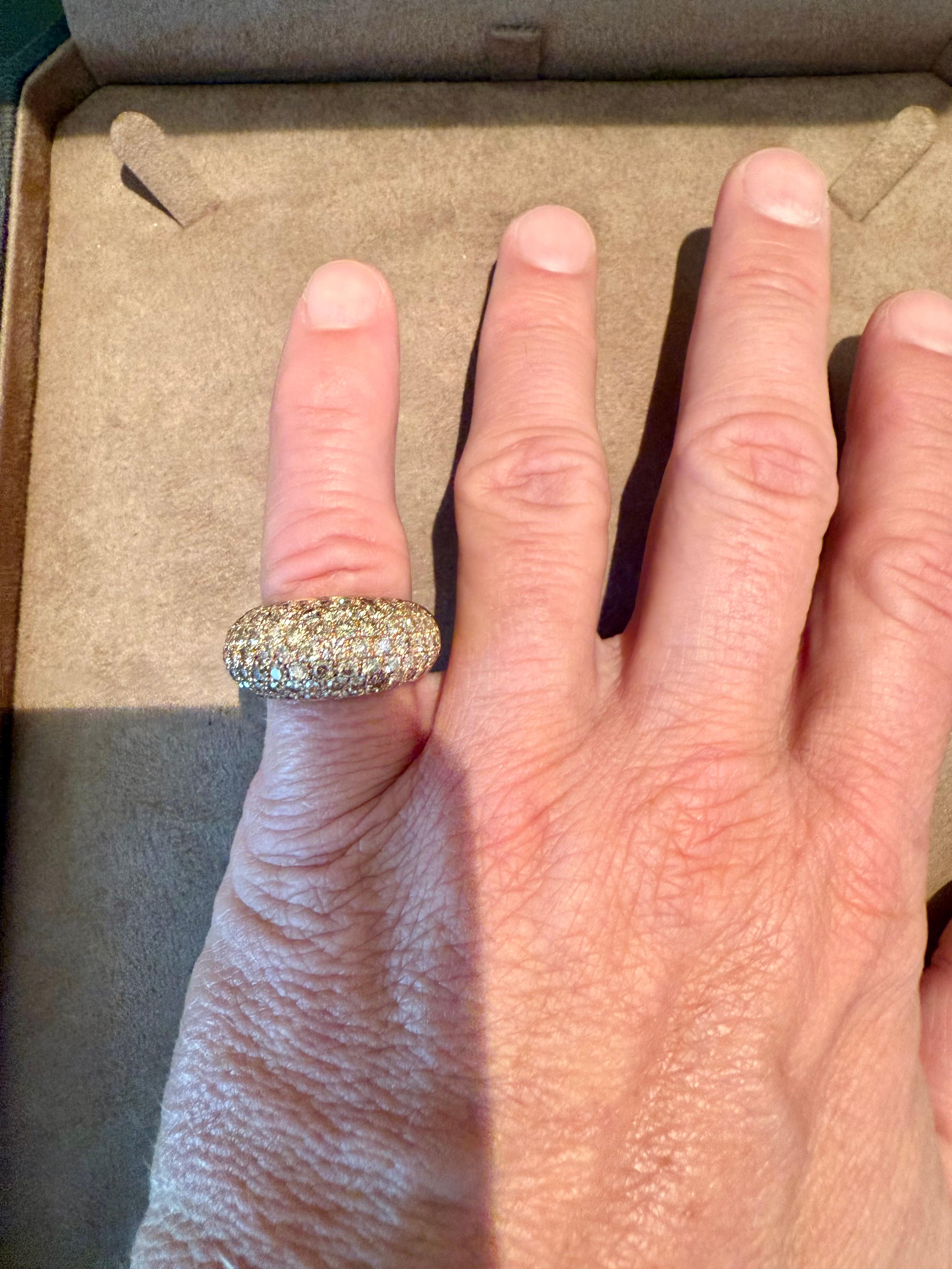 Brilliant Cut 18 K Rose Gold Brown Diamond Pavé Band Ring For Sale