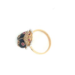 18 K Rose Gold Brown Diamonds & Blue Sapphires Ladybug Ring