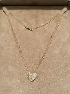18 K rose Gold Chain Heart Pendant brown Diamond