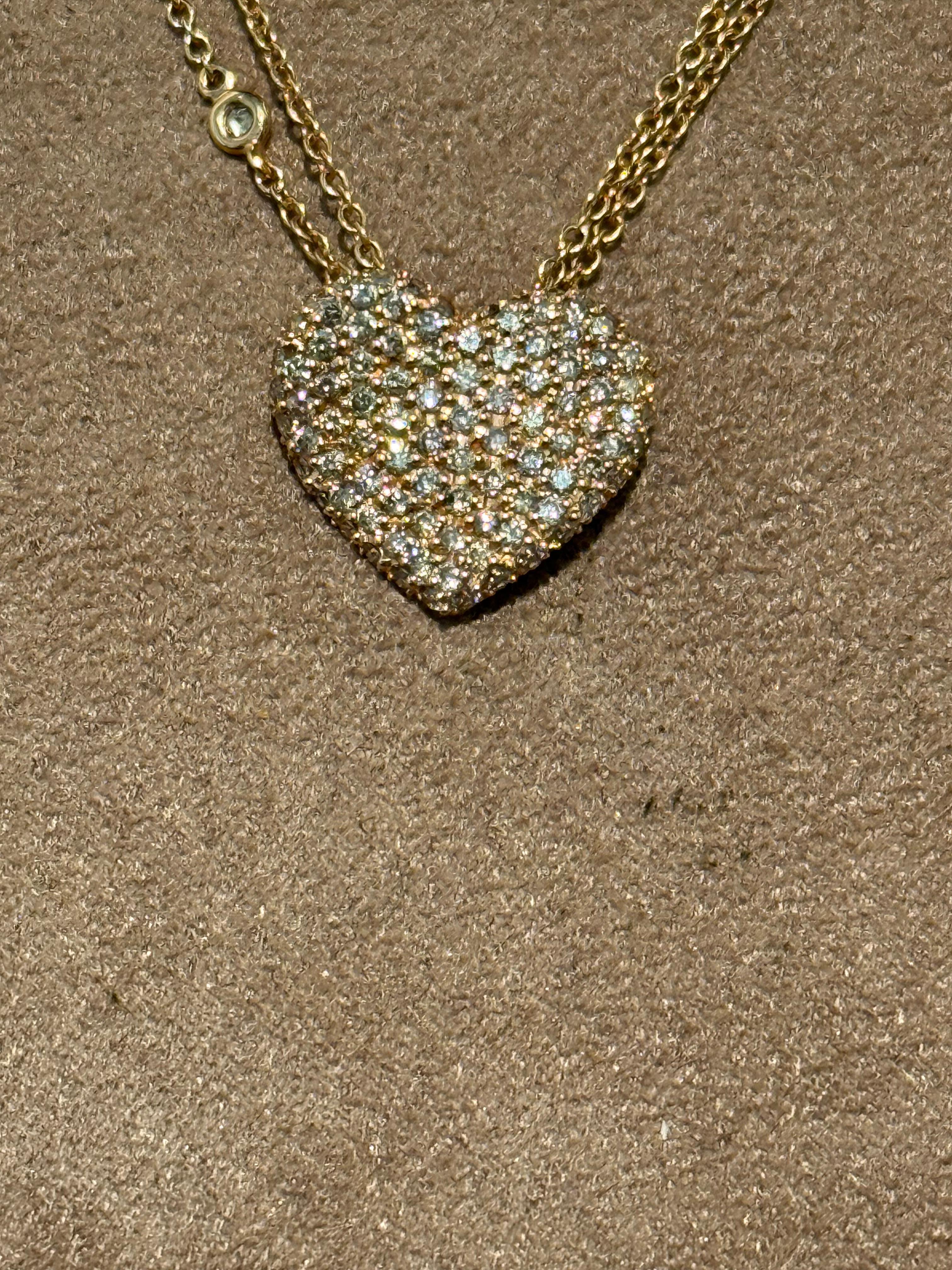 De las mujeres Cadena de Oro rosa de 18 K Colgante Corazón Diamante marrón en venta