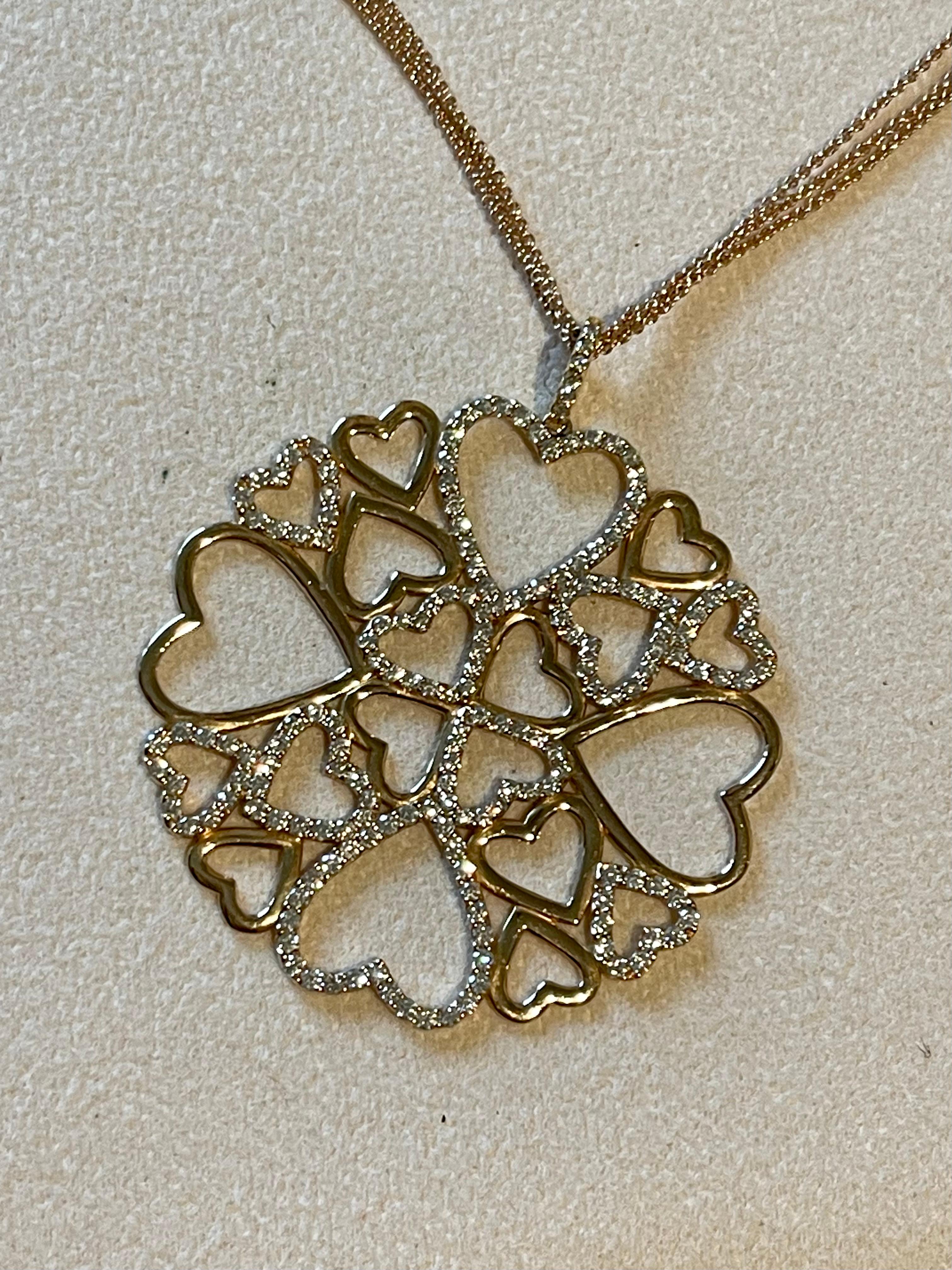 18 K rose Gold Chain with Pendant Heart Diamonds For Sale 4