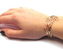 18 K Rose Gold Cuff Bracelet Diamonds Modern