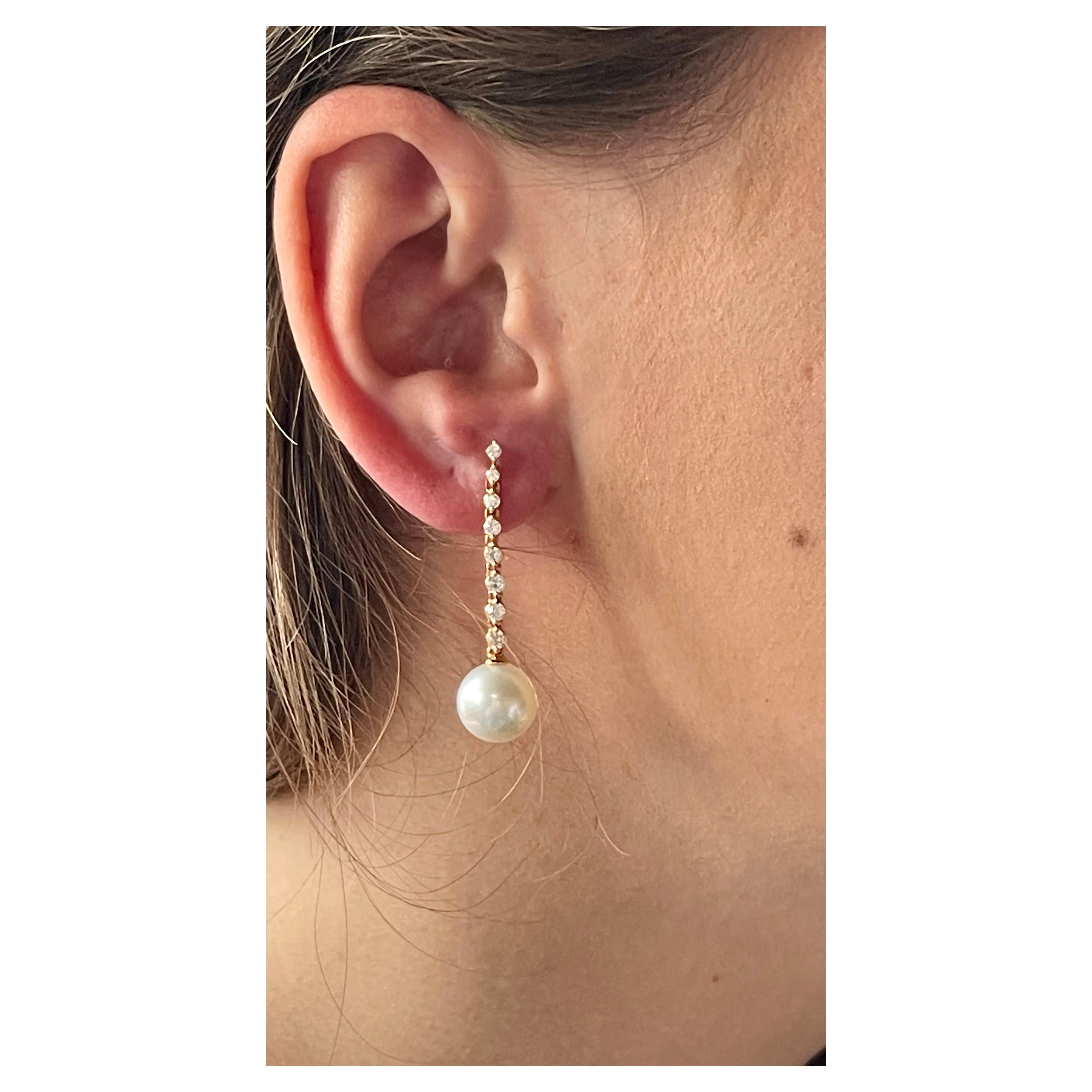 Rose Gold Dangle Earrings with Diamonds 