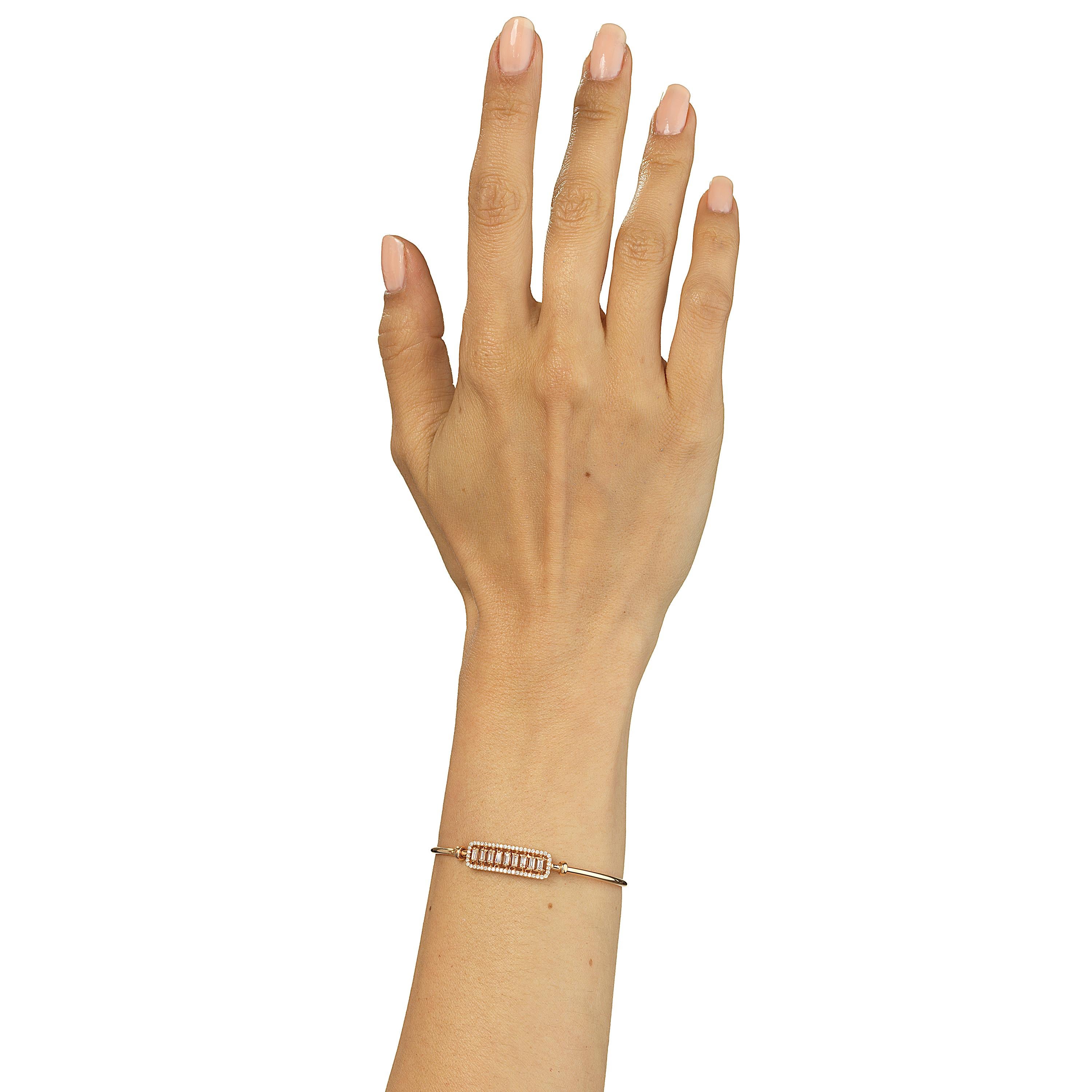 Modern 18 Karat Rose Gold Diamond Bangle