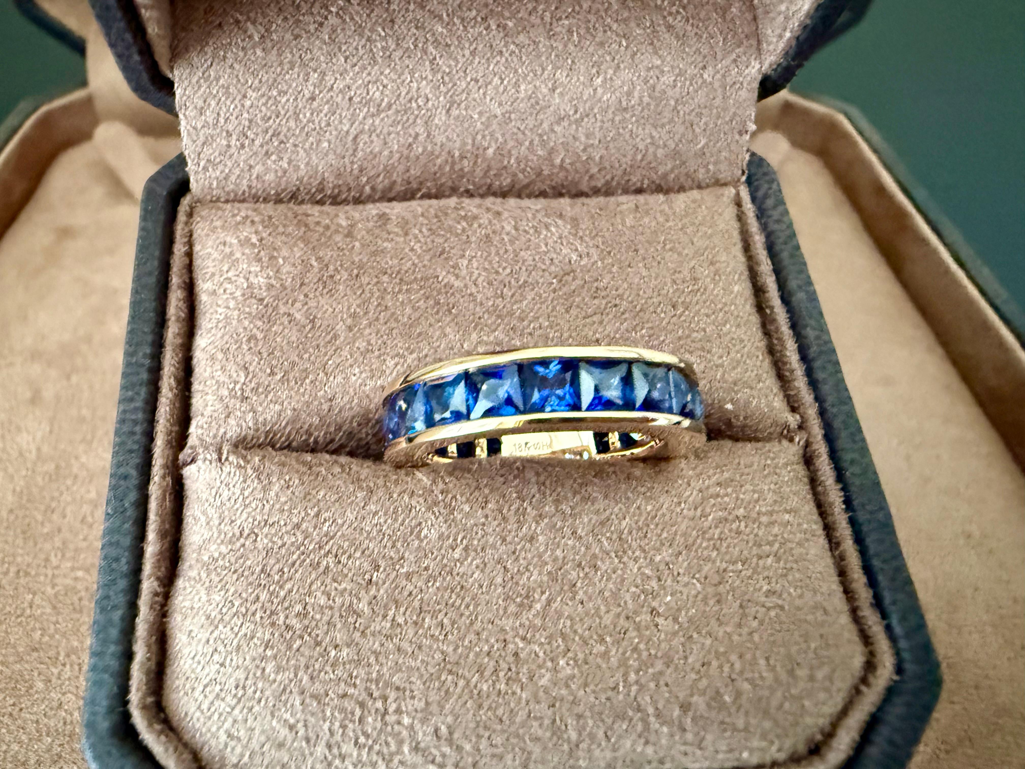 Anillo Eternidad Oro Rosa 18 K Banda Zafiros Azules Corte Francés en venta 4