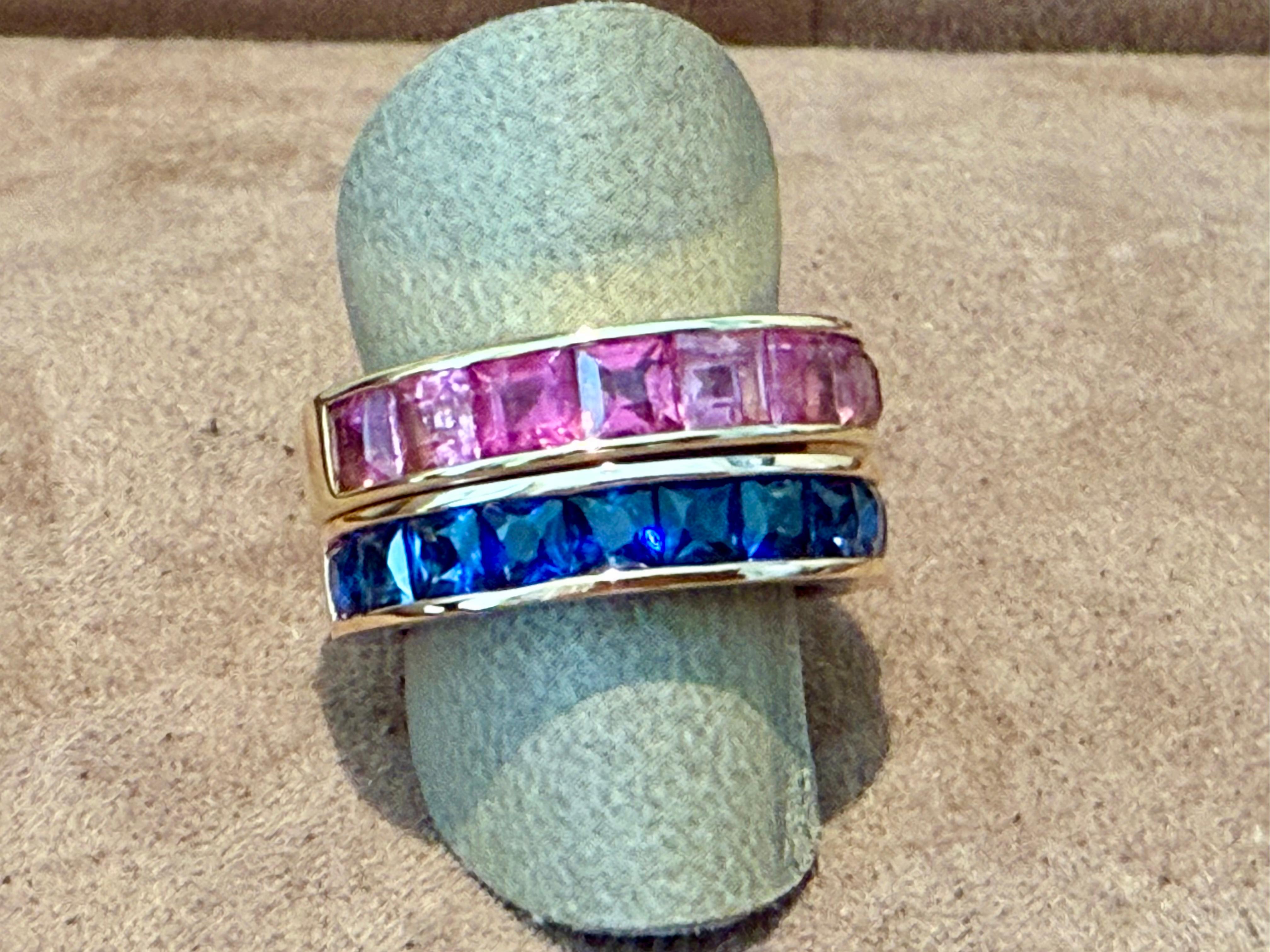Anillo Eternidad Oro Rosa 18 K Banda Zafiros Azules Corte Francés en venta 7