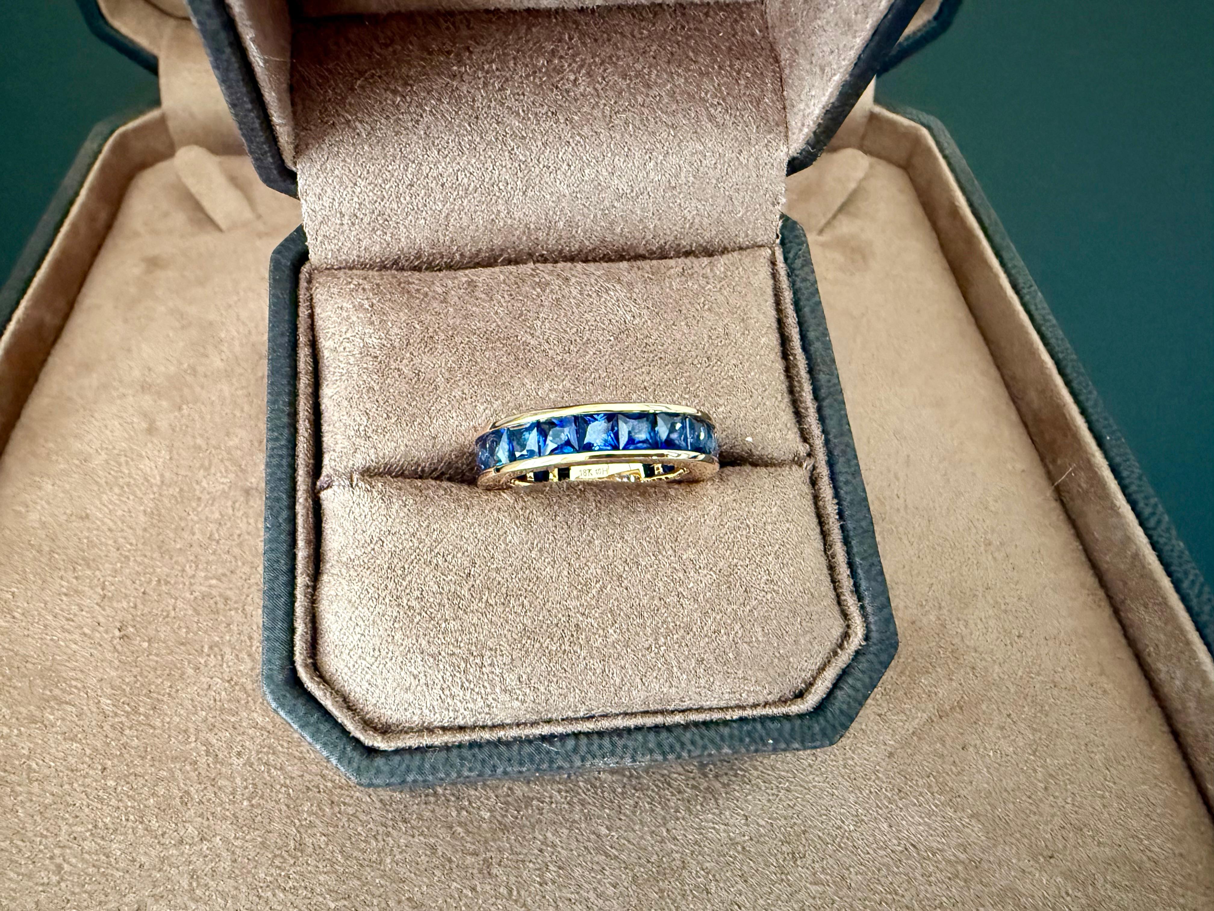 Anillo Eternidad Oro Rosa 18 K Banda Zafiros Azules Corte Francés en venta 2