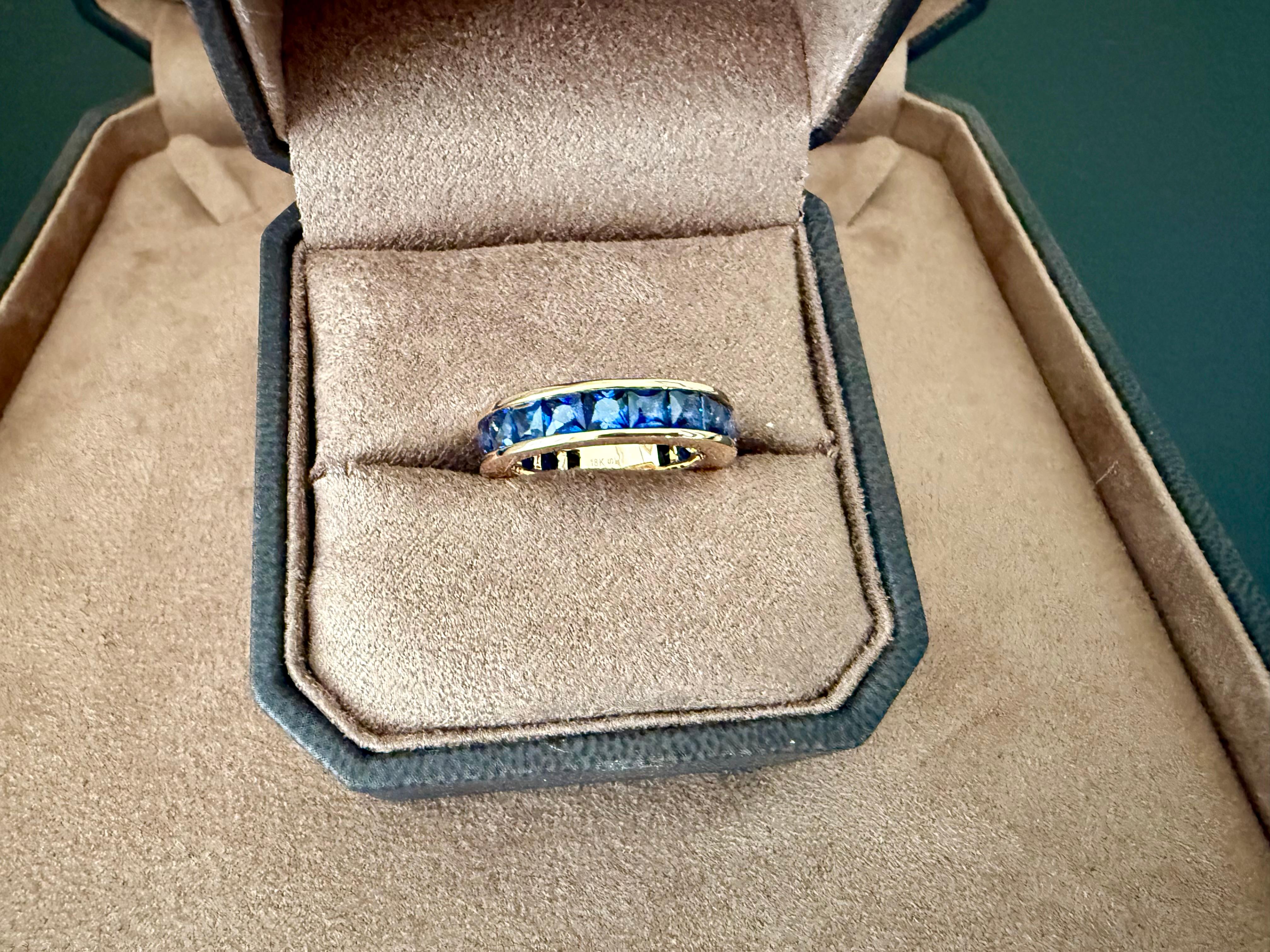 Anillo Eternidad Oro Rosa 18 K Banda Zafiros Azules Corte Francés en venta 3