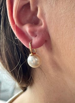 18 K Rose Gold Hook Drop South Sea Pearl Earrings