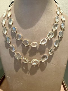 18 K rose Gold long Necklace Sautoir green Amethyst