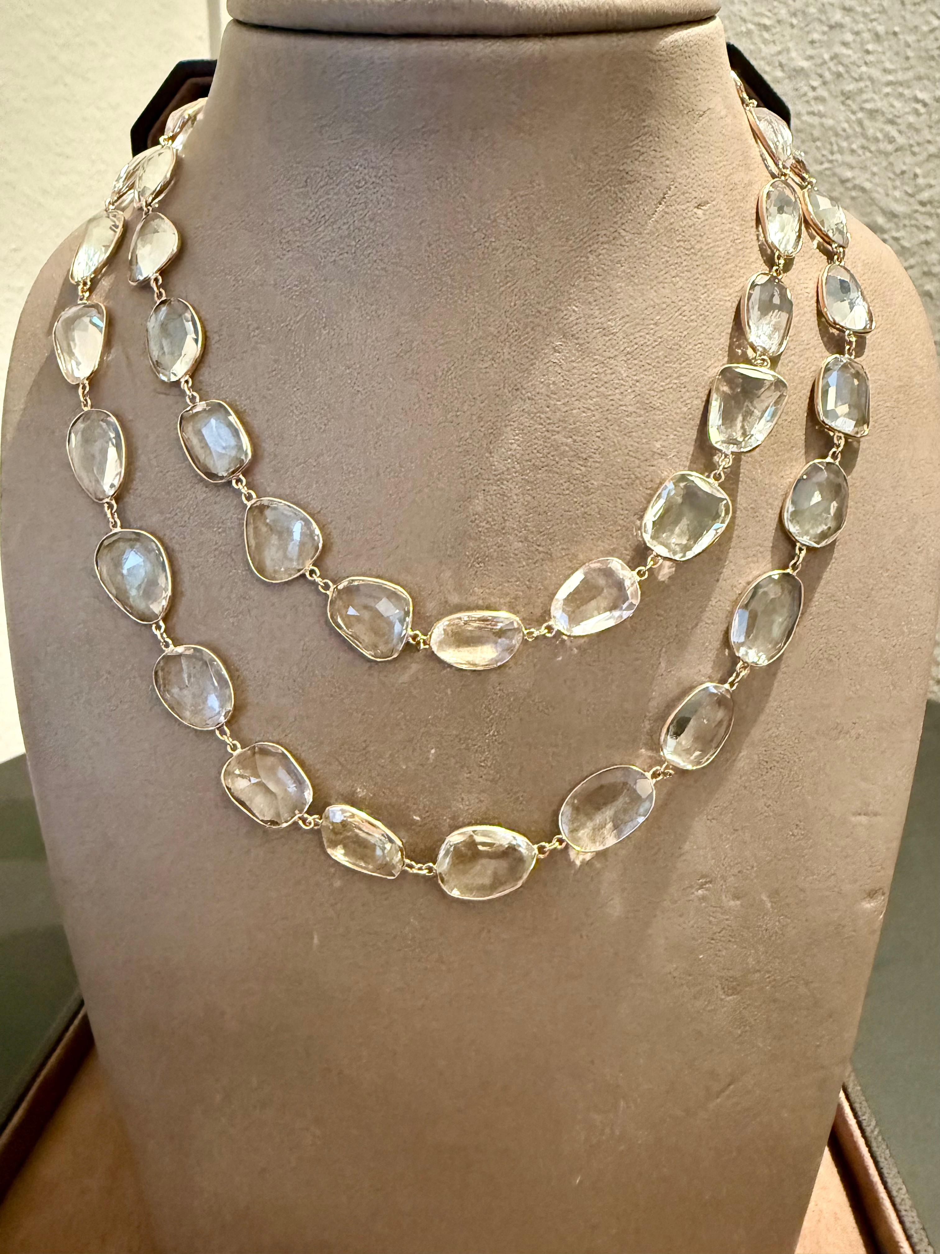 Contemporaneo Collana lunga in oro rosa 18 K. Ametista verde Sautoir in vendita