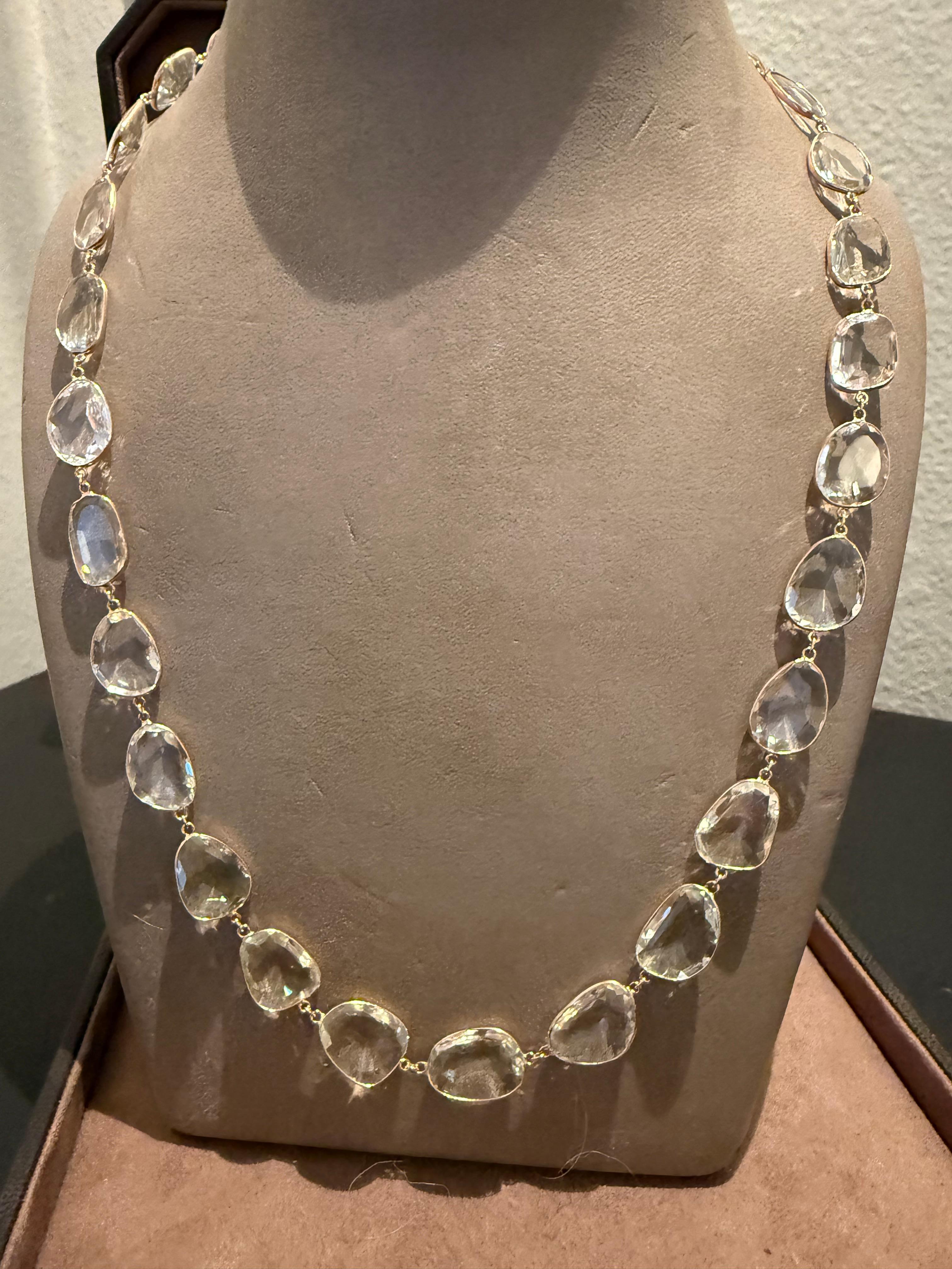 da uomo o donna Collana lunga in oro rosa 18 K. Ametista verde Sautoir in vendita