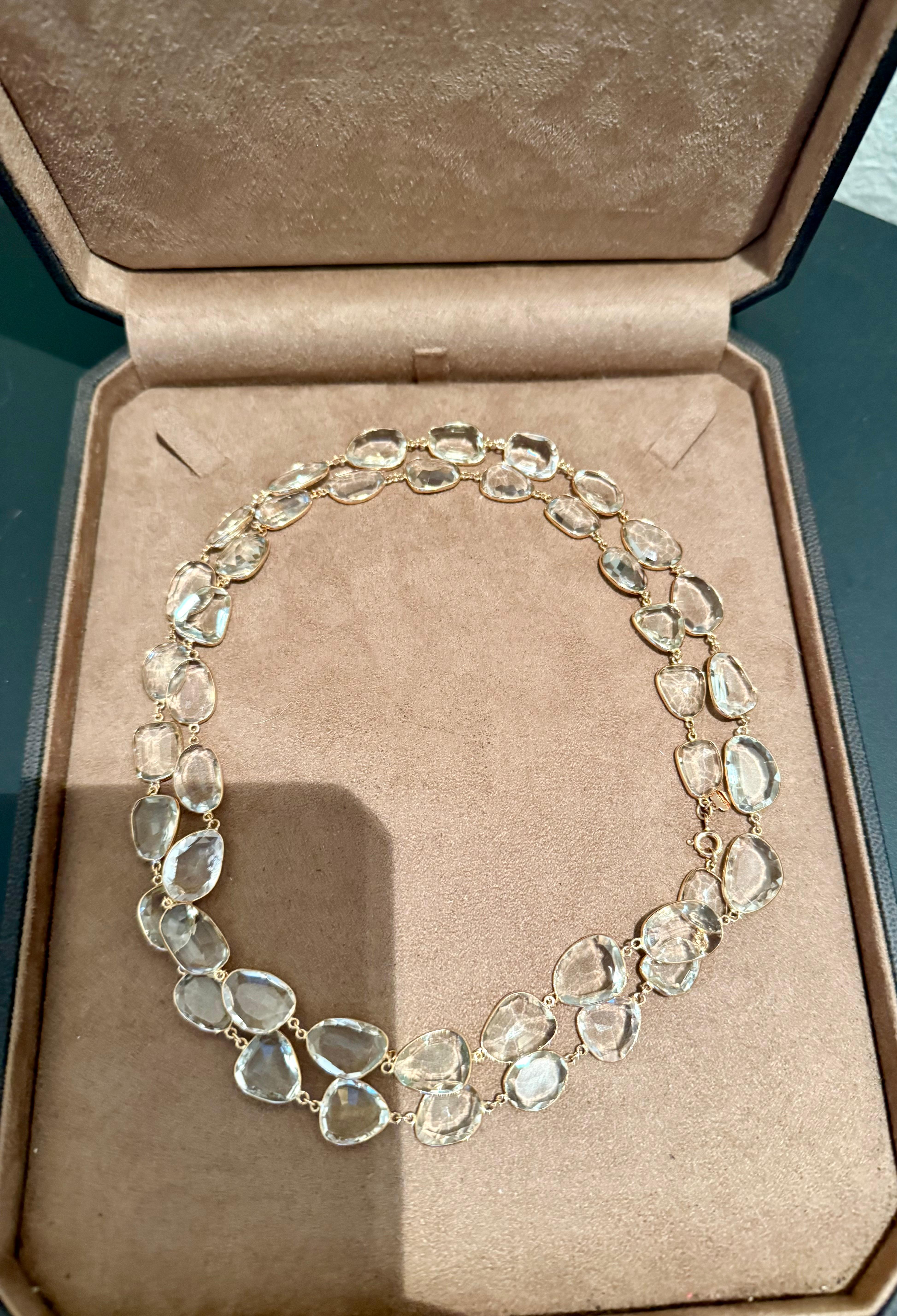 Collana lunga in oro rosa 18 K. Ametista verde Sautoir in vendita 1