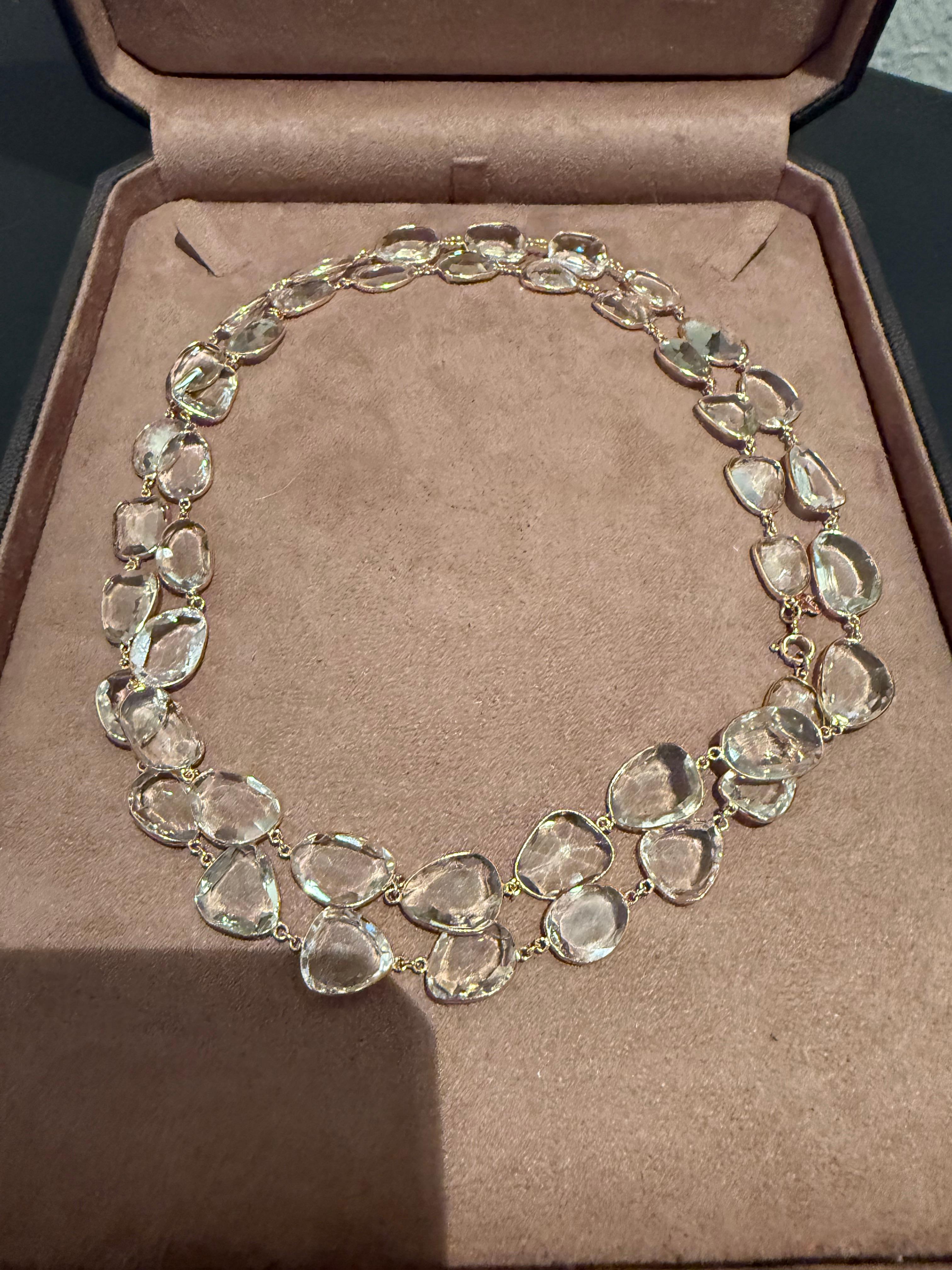 Collana lunga in oro rosa 18 K. Ametista verde Sautoir in vendita 2