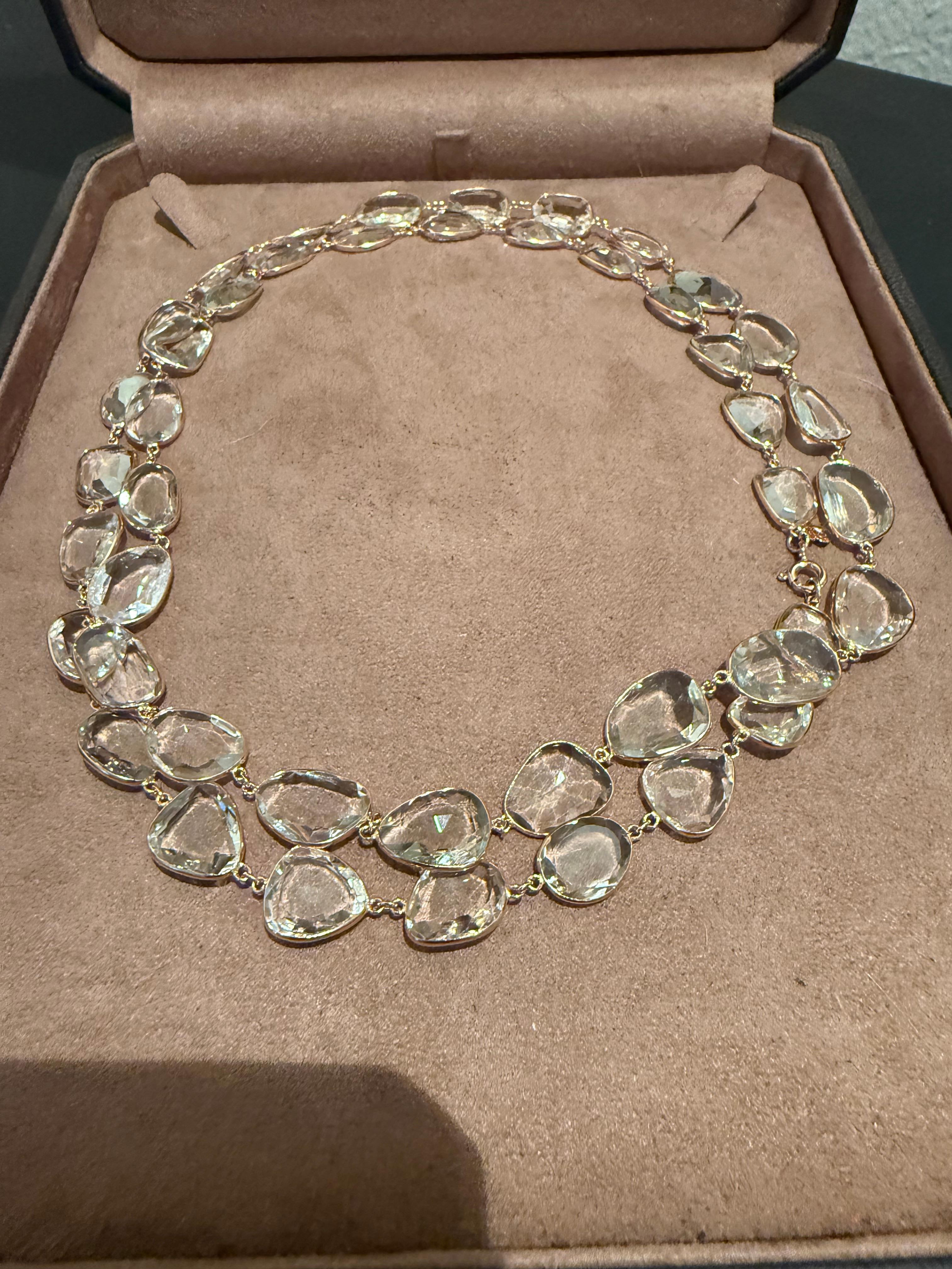 Collana lunga in oro rosa 18 K. Ametista verde Sautoir in vendita 3