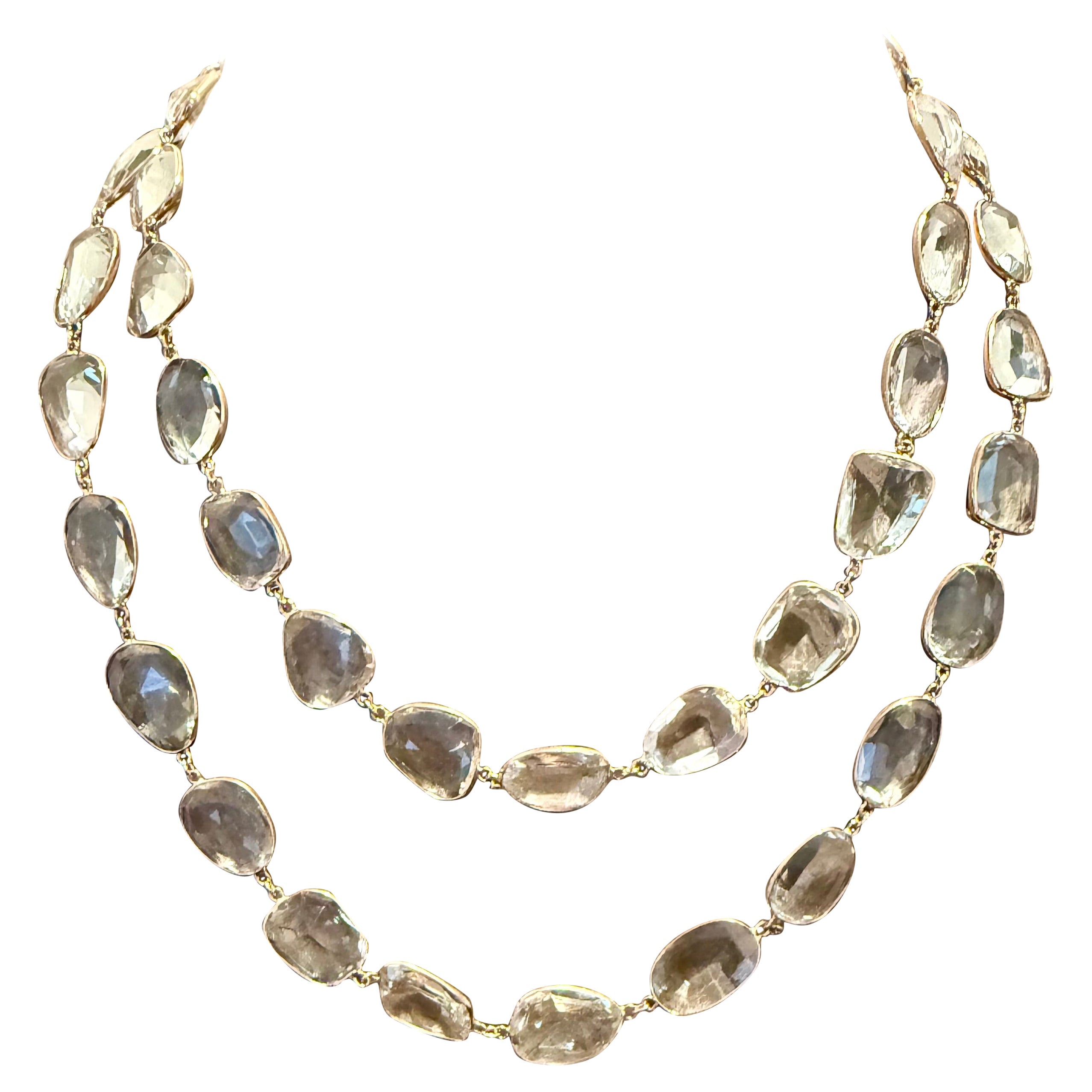 Collana lunga in oro rosa 18 K. Ametista verde Sautoir in vendita