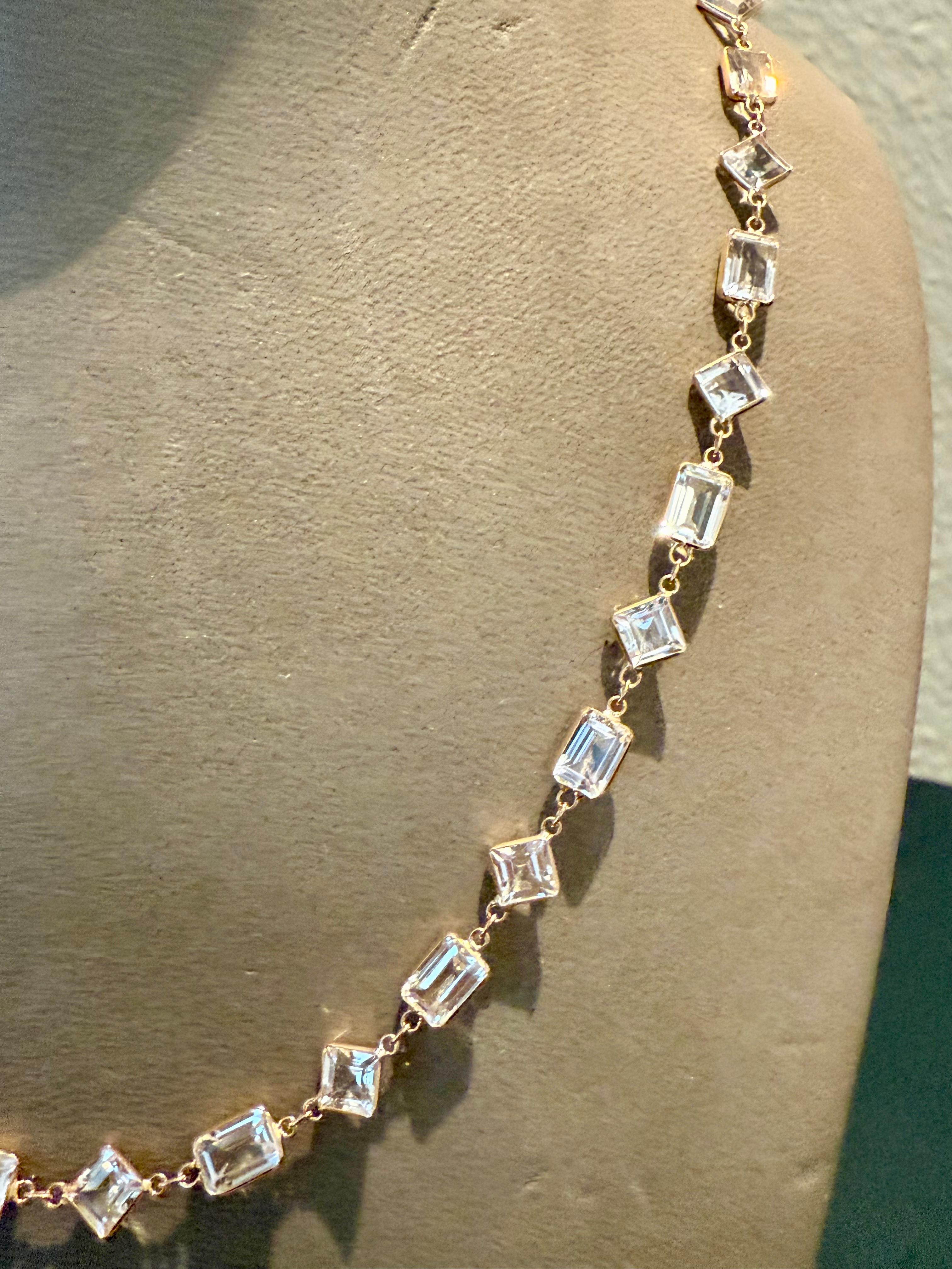 Contemporaneo Collana lunga in oro rosa 18 K. Topazio bianco Sautoir in vendita