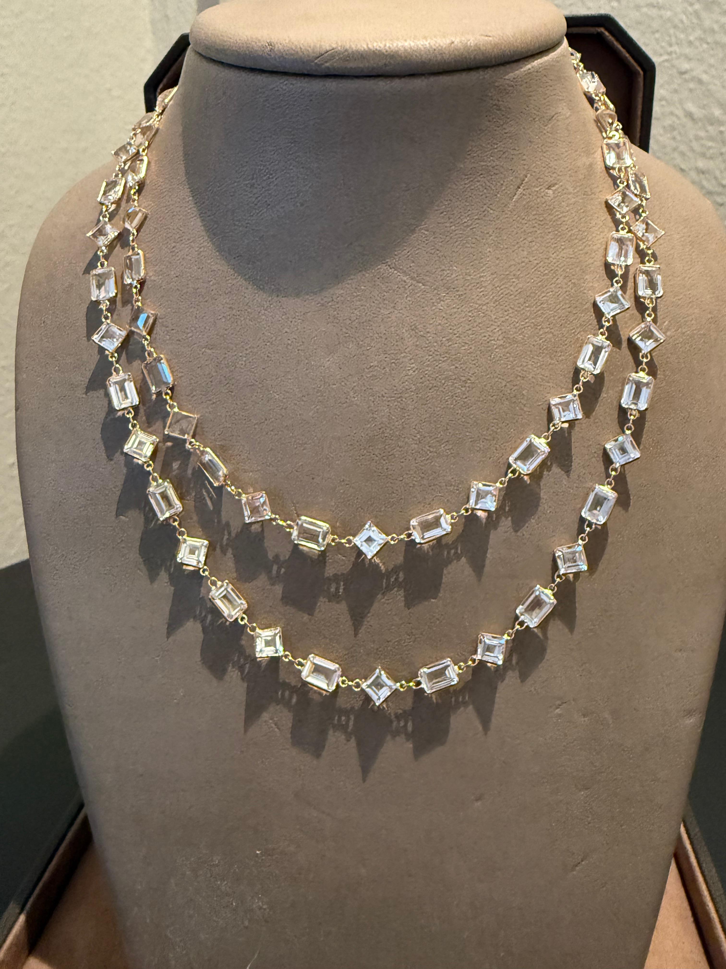 Collana lunga in oro rosa 18 K. Topazio bianco Sautoir In condizioni Nuovo in vendita a Zurich, Zollstrasse