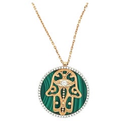 Collier de malachite en or rose 18 K