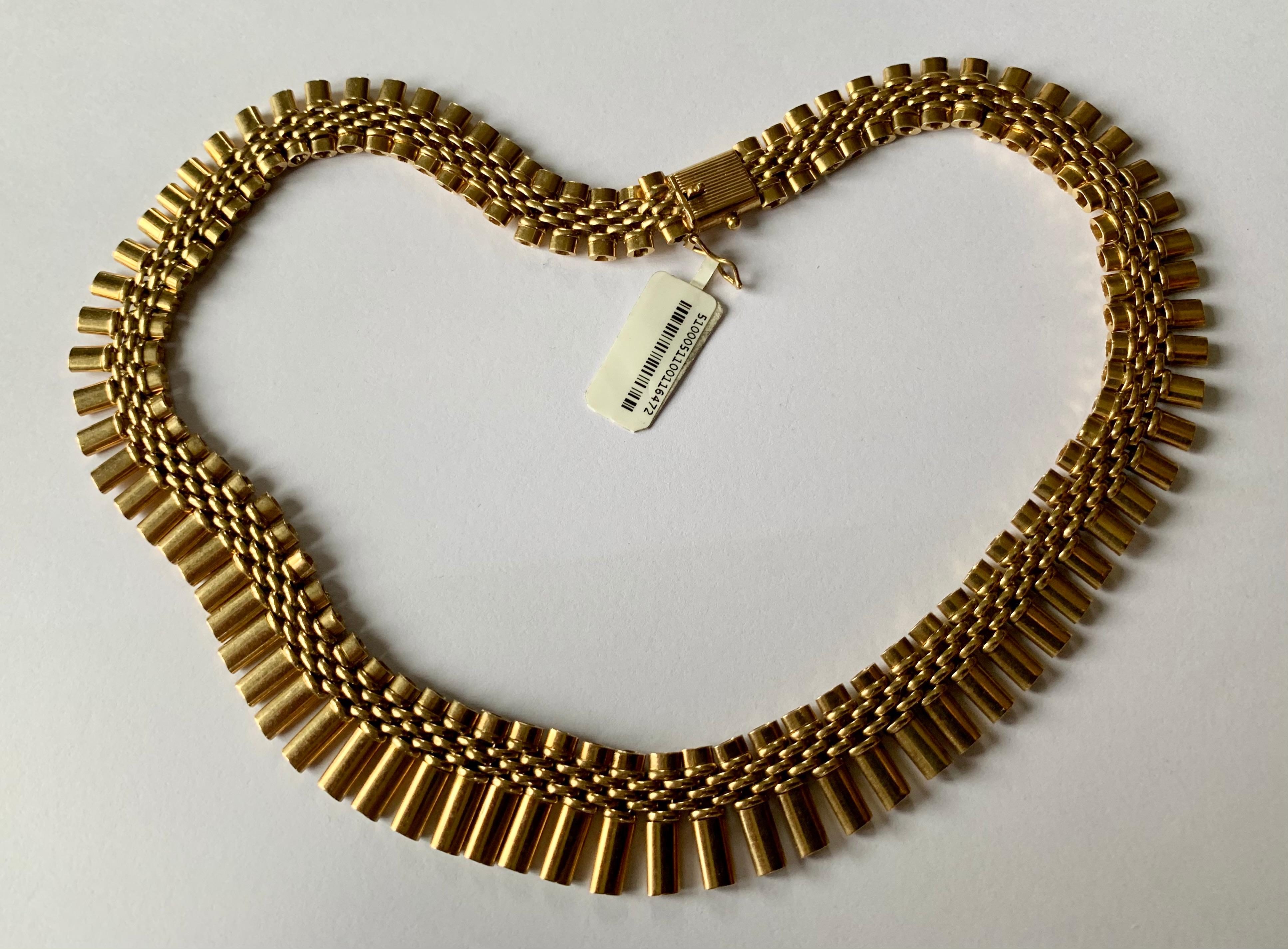 18 K Rose Gold Retro Vintage Fringe Necklace For Sale 1