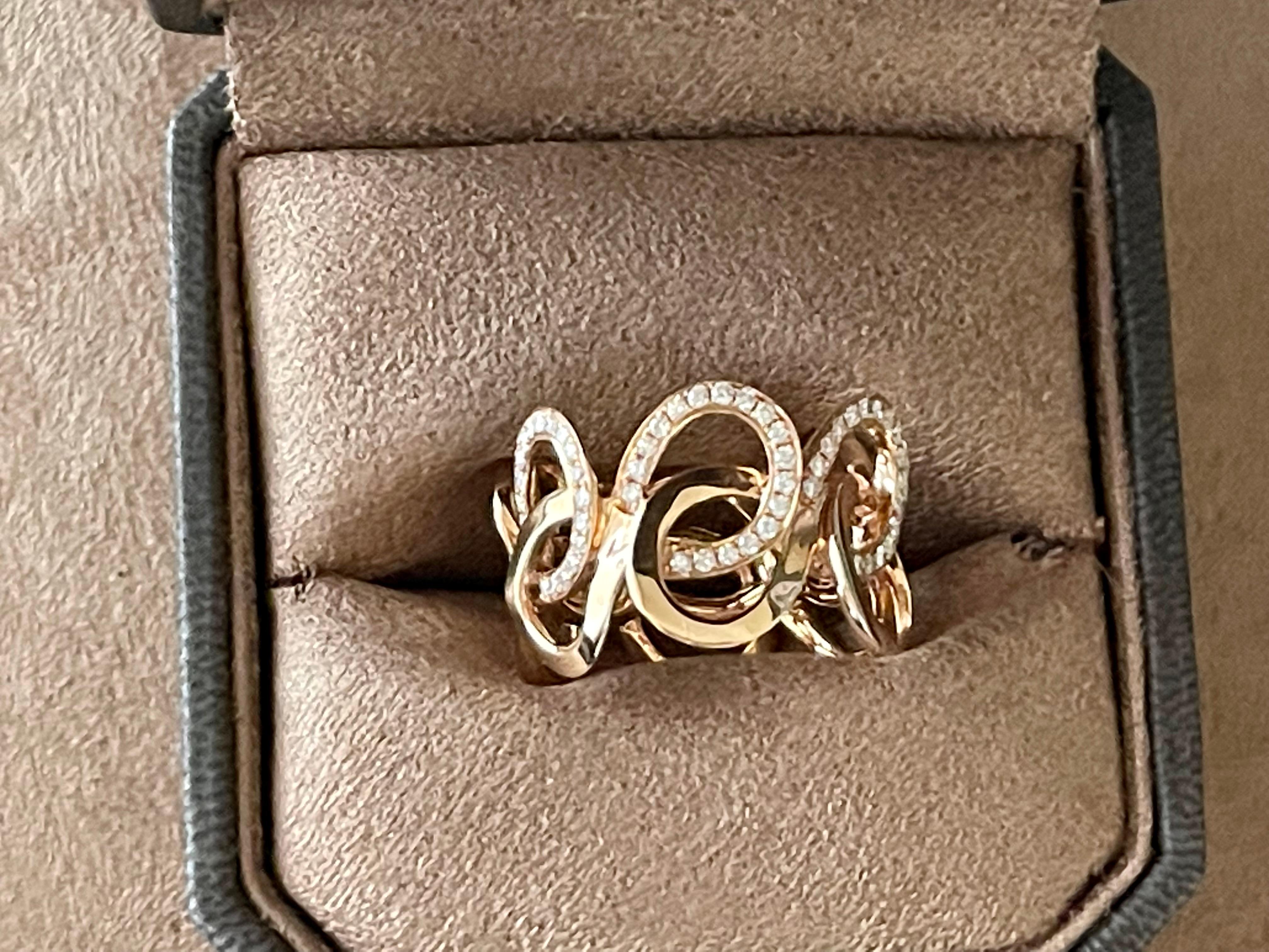 Anello in oro rosa 18 K con diamanti in vendita 4