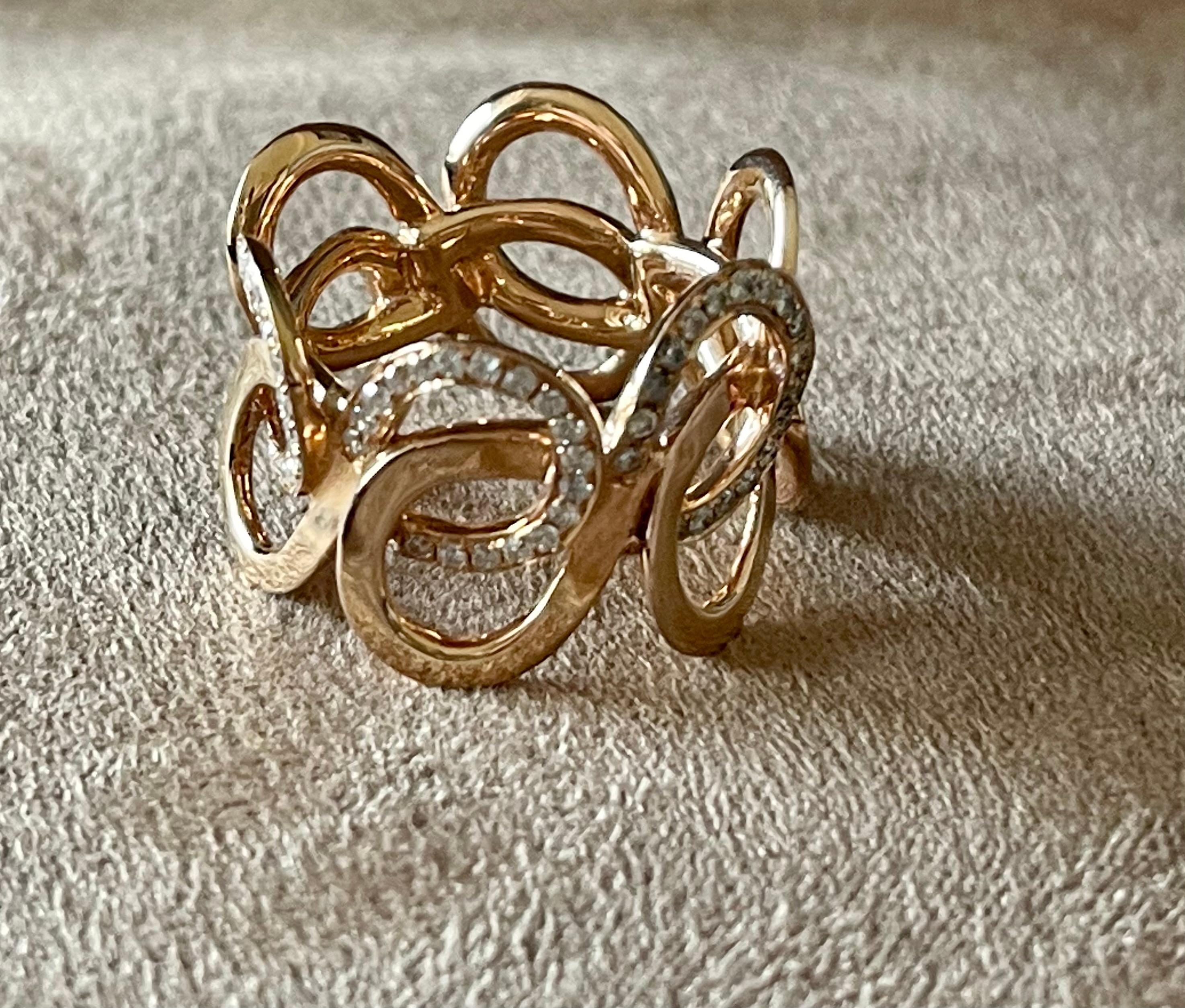 Contemporaneo Anello in oro rosa 18 K con diamanti in vendita