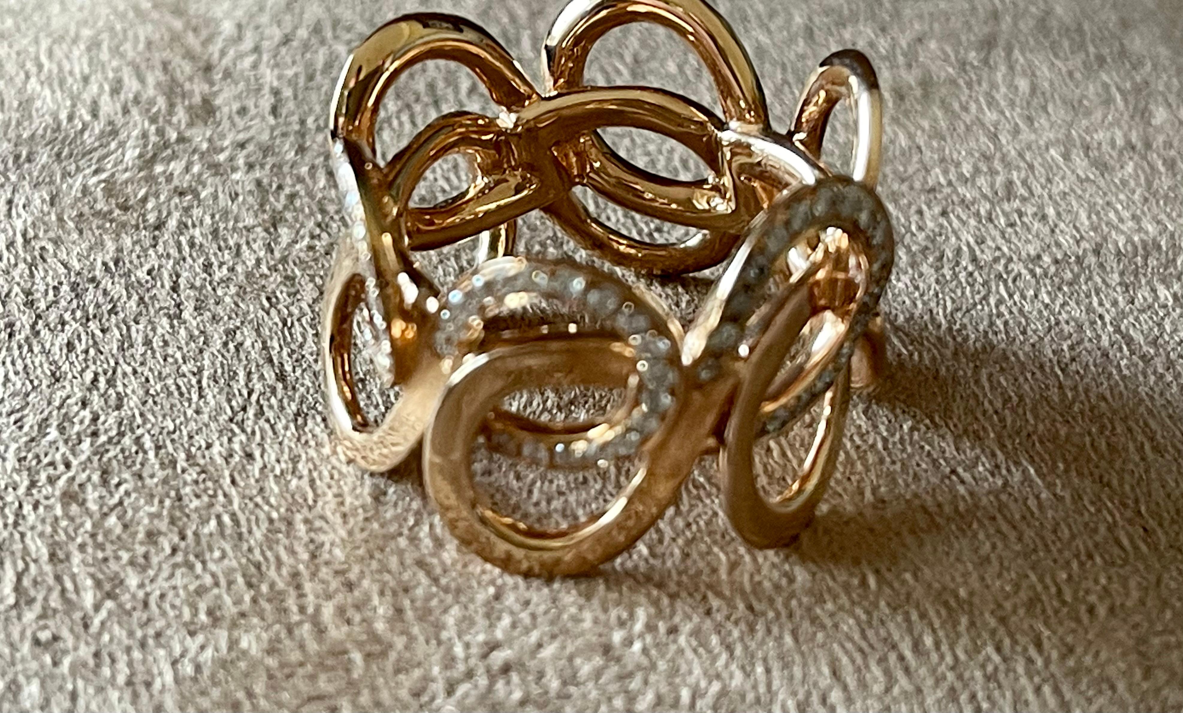 Taglio brillante Anello in oro rosa 18 K con diamanti in vendita
