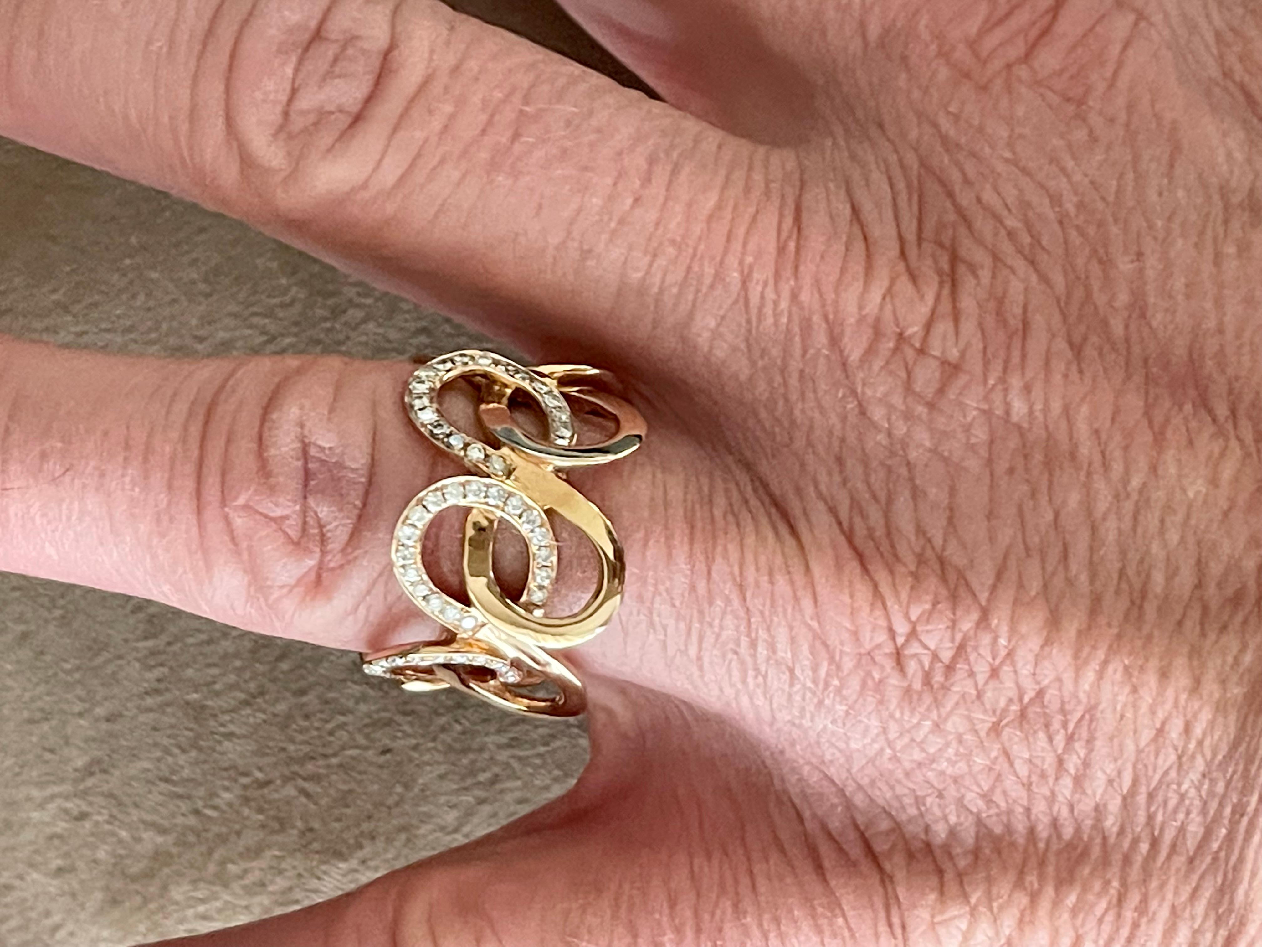da uomo o donna Anello in oro rosa 18 K con diamanti in vendita