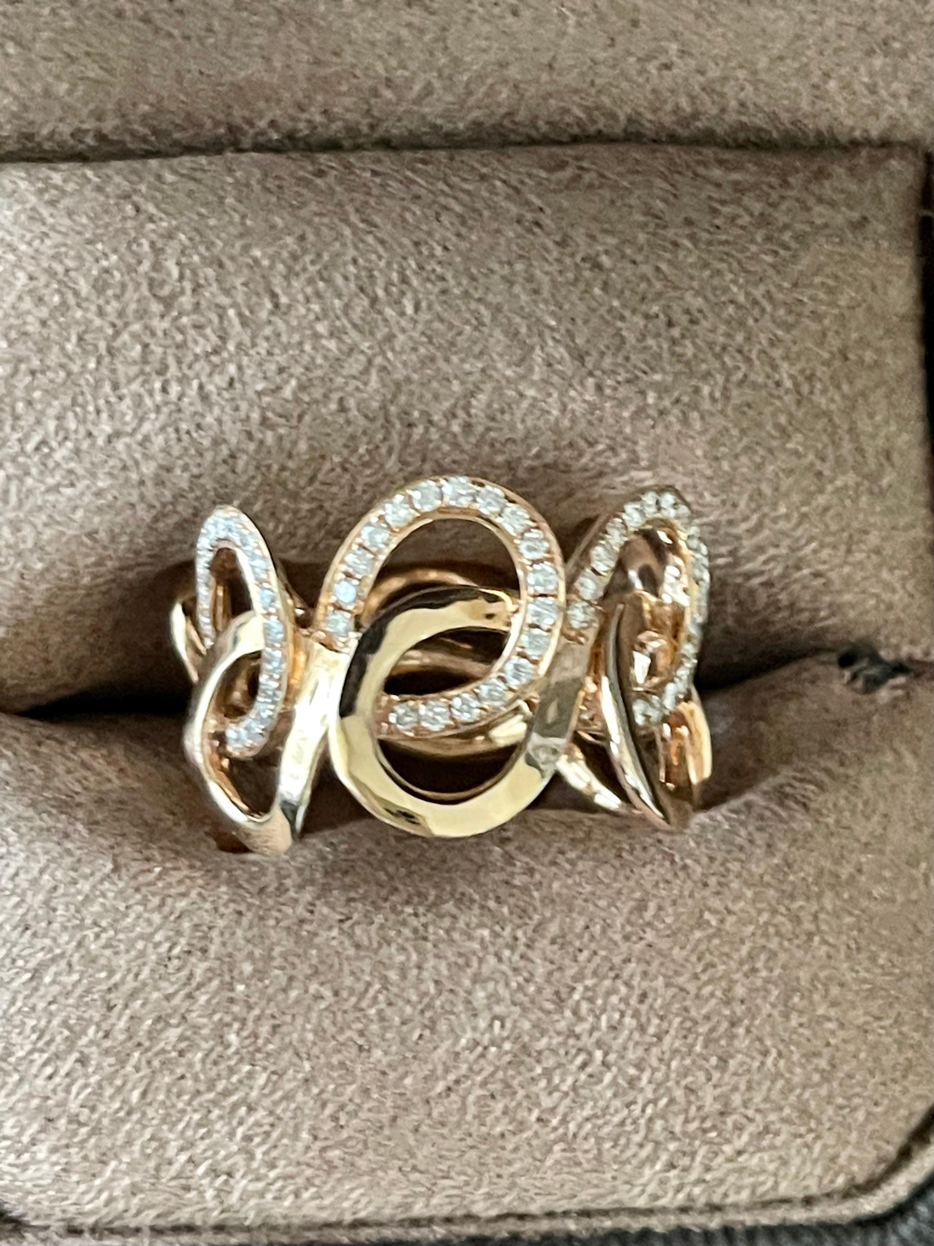 Anello in oro rosa 18 K con diamanti in vendita 3