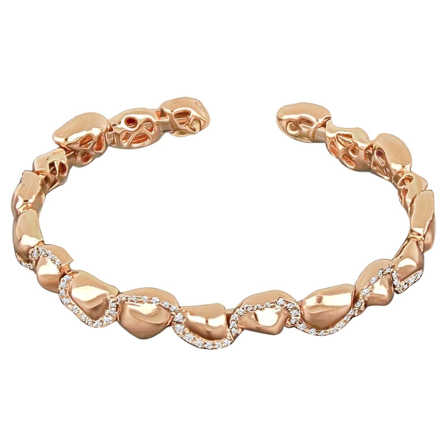18 K Rose Gold  Sarab Shinny bangle with Diamonds in vendita